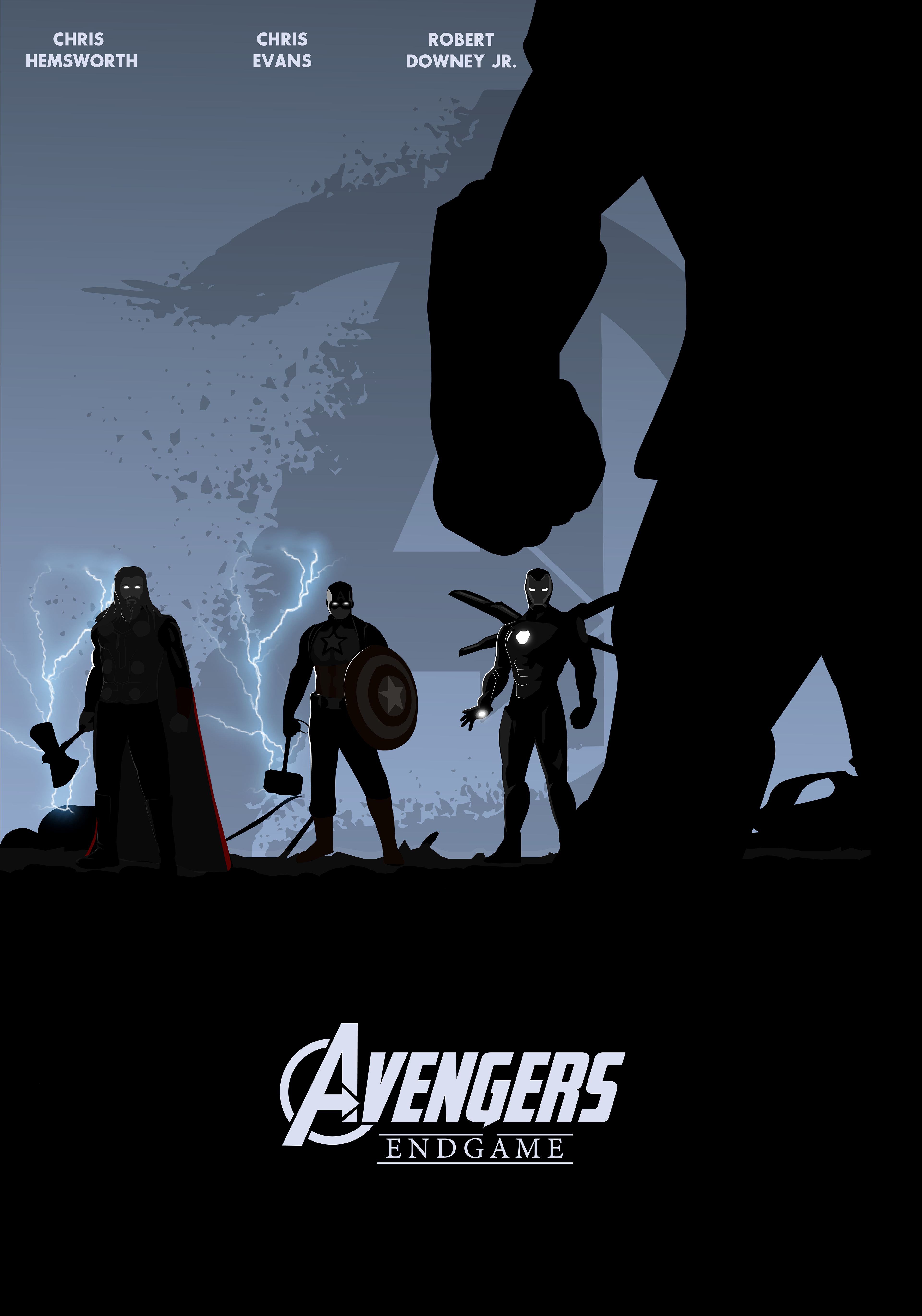 Avengers: Endgame 4K Wallpaper, Thor, Captain America, Iron Man, Thanos, Illustration, Black, Black Dark