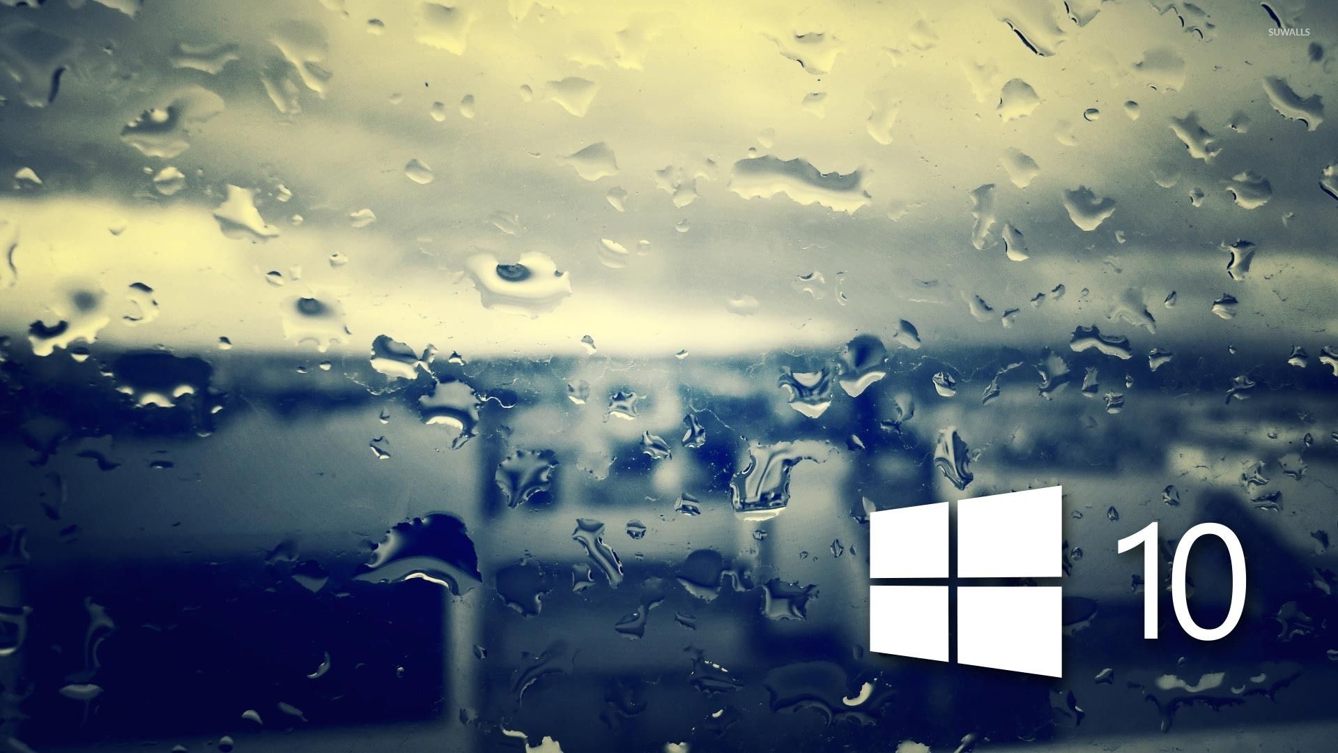 Windows 10 on the rainy window [4] wallpaper wallpaper