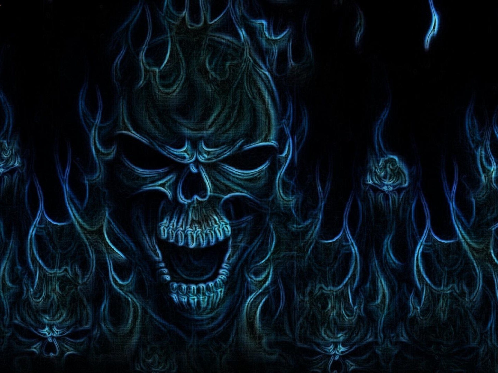 Evil Skull Wallpaper Dark Blue