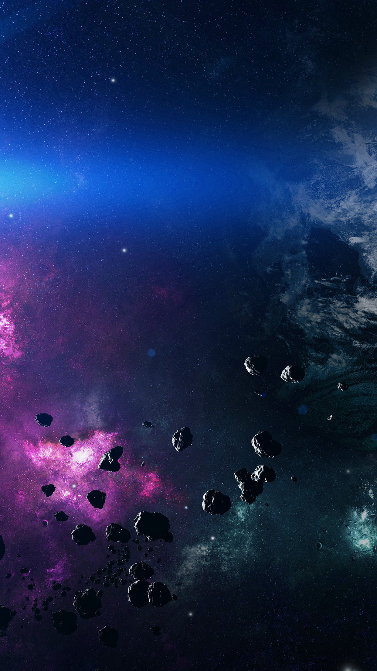 Dark Nature Meteorites Space Purple Clouds android wallpaper