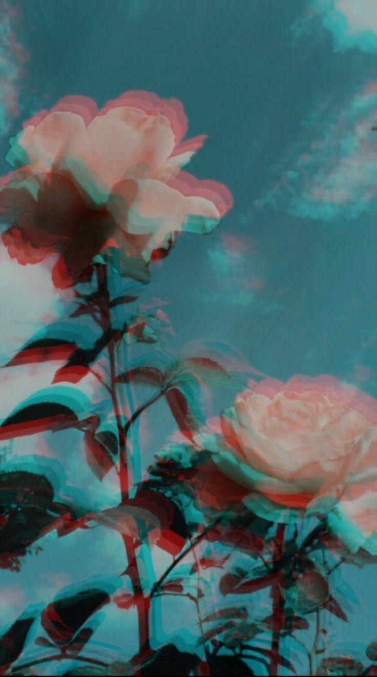 Aesthetic Background Glitch Flower Wallpaper