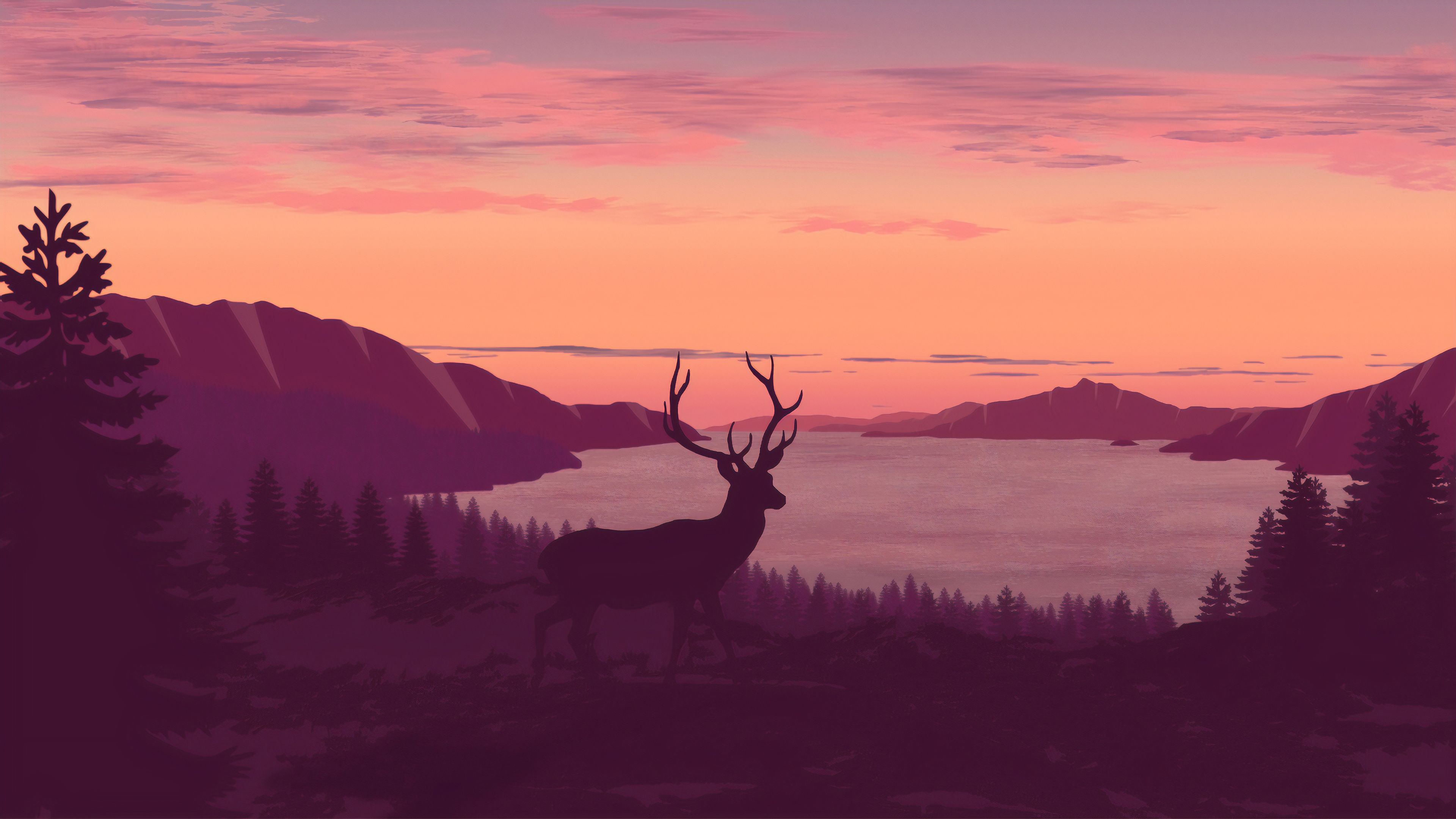 Reindeer Minimalist Call Of Sunset 4k, HD Artist, 4k Wallpaper, Image, Background, Photo and Picture