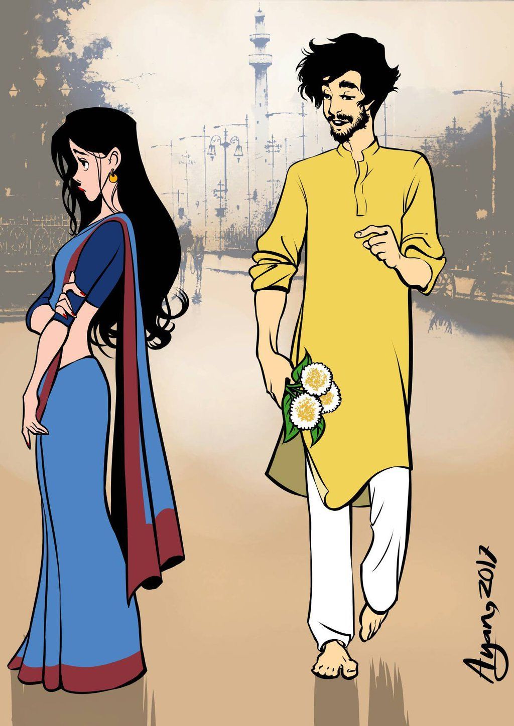Himu And Rupa. Bengali art, Romantic art, Animated love image