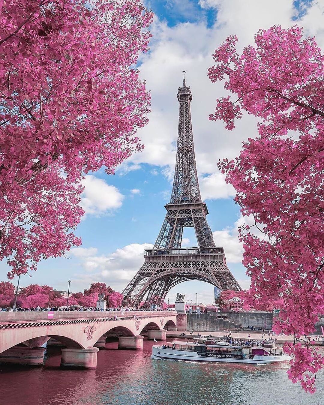 Pink view at Eiffel Tower