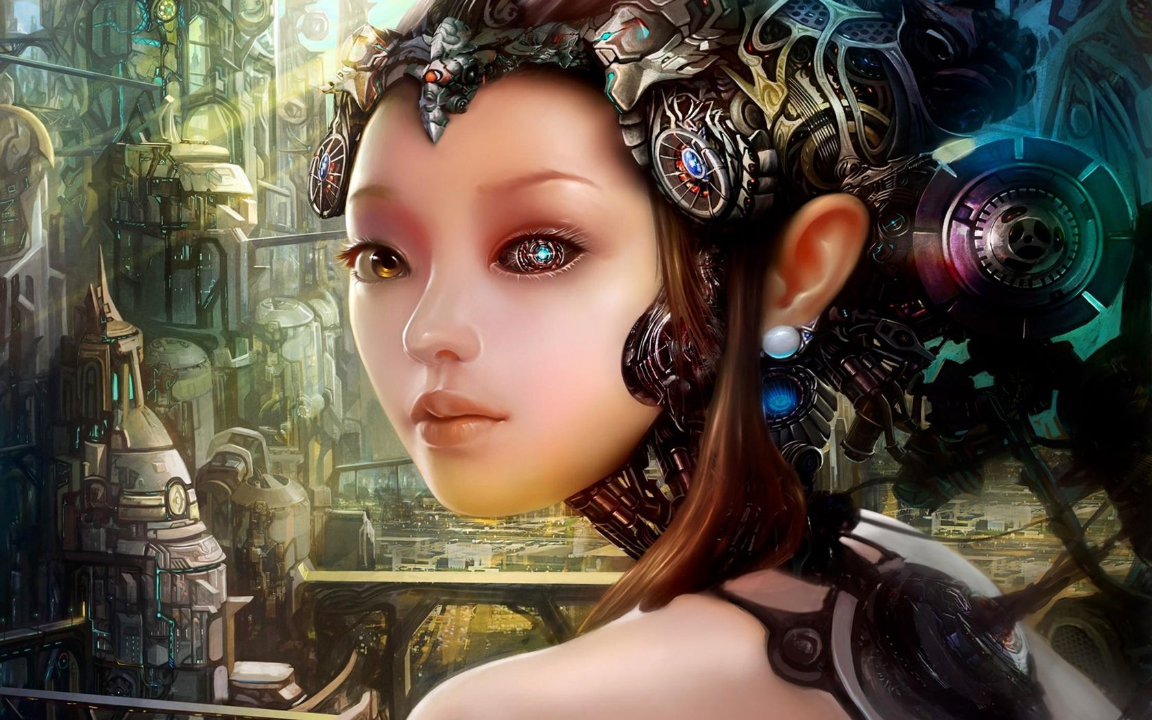 Free Sci Fi Cyborg Girl Computer Desktop Wallpaper. Fantasy Art Women, Fantasy Art Illustrations, Fantasy Female Warrior