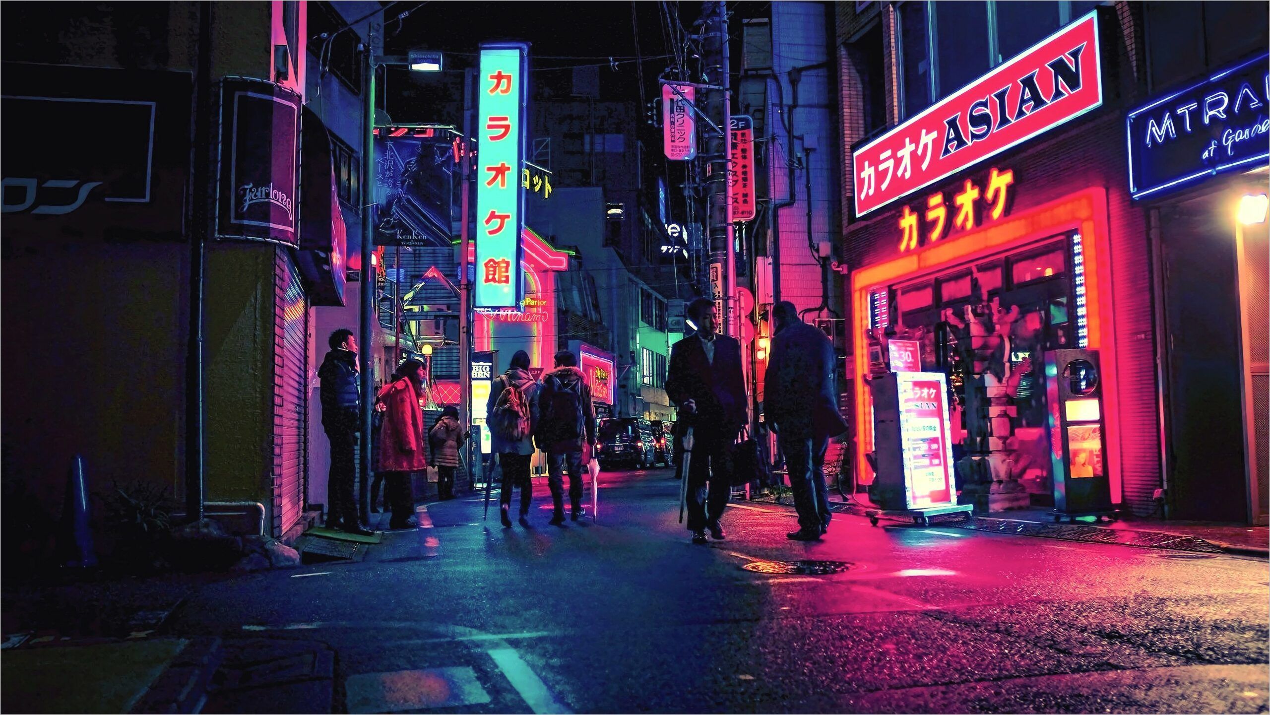 Japan Street Wallpaper Blue And Red 4k