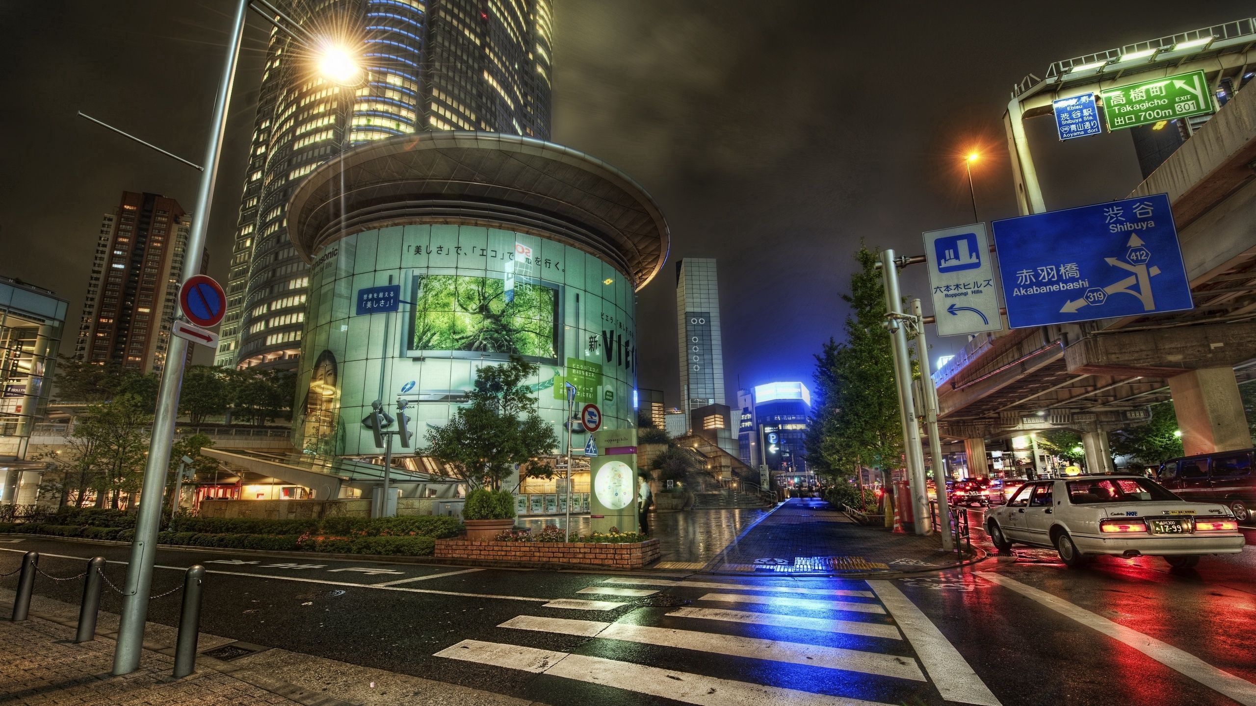Download wallpaper 2560x1440 japan, street, road, night, metropolis widescreen 16:9 HD background