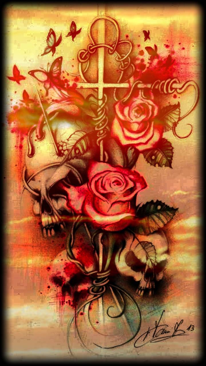 skull rose wallpaper