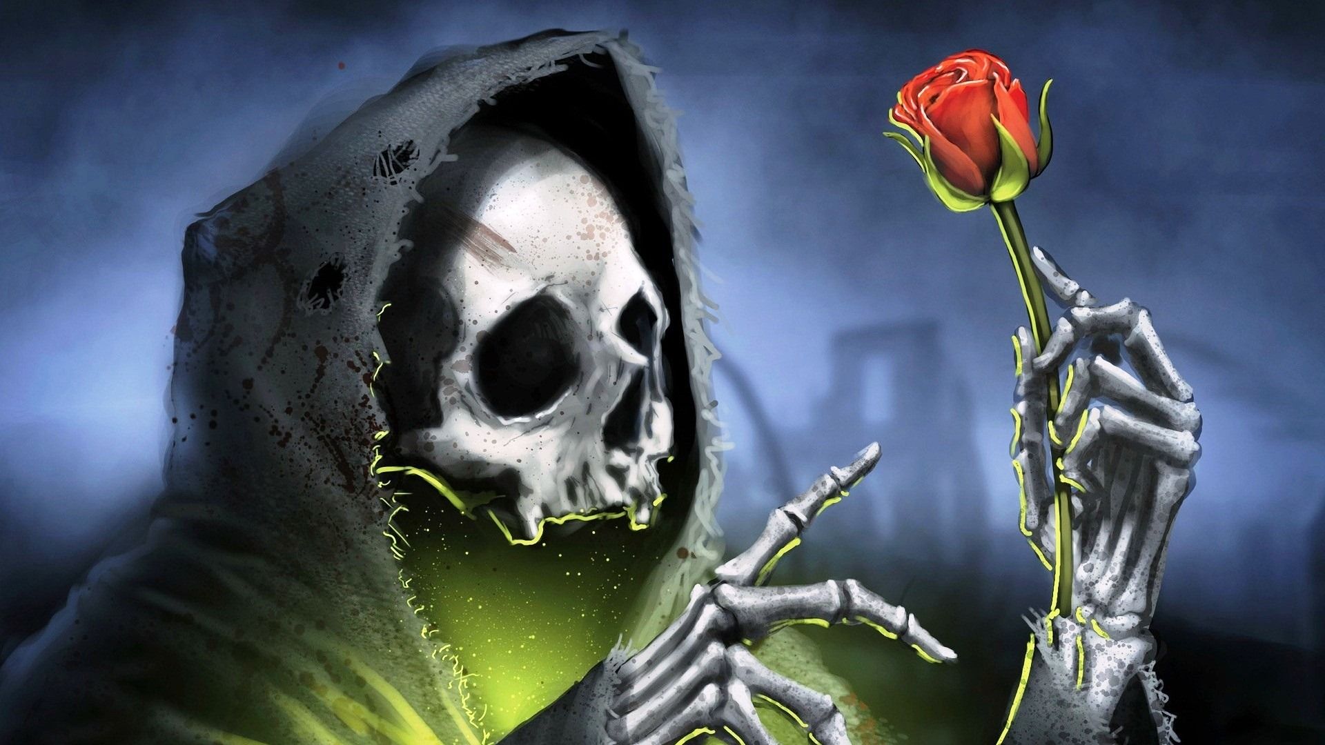 Skull With A Rose Wallpaper Wallpaper HD Download