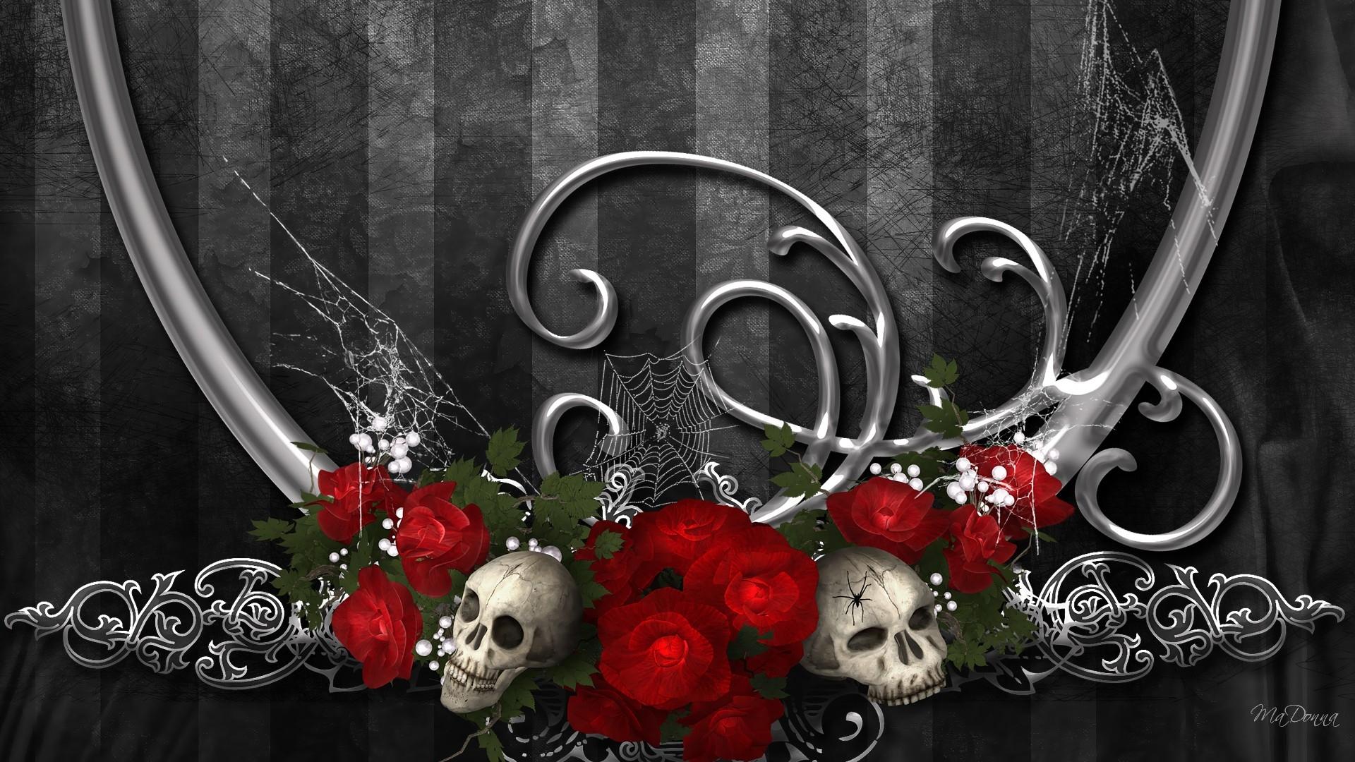 Red Rose Skull Wallpaper