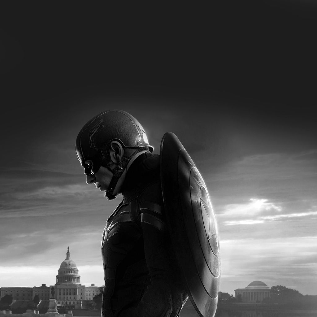 Captain America Sad Hero Film Marvel Dark Bw Wallpaper