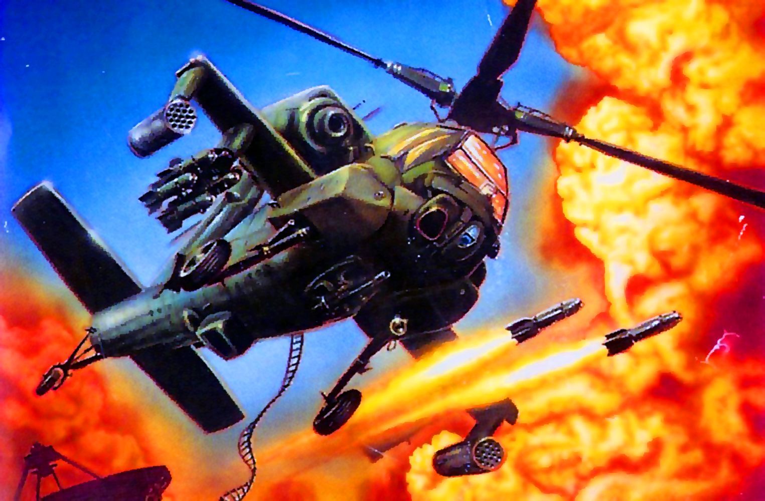 US Apache gunship firing missiles, First Gulf War. Military helicopter, Military, Ah 64 apache