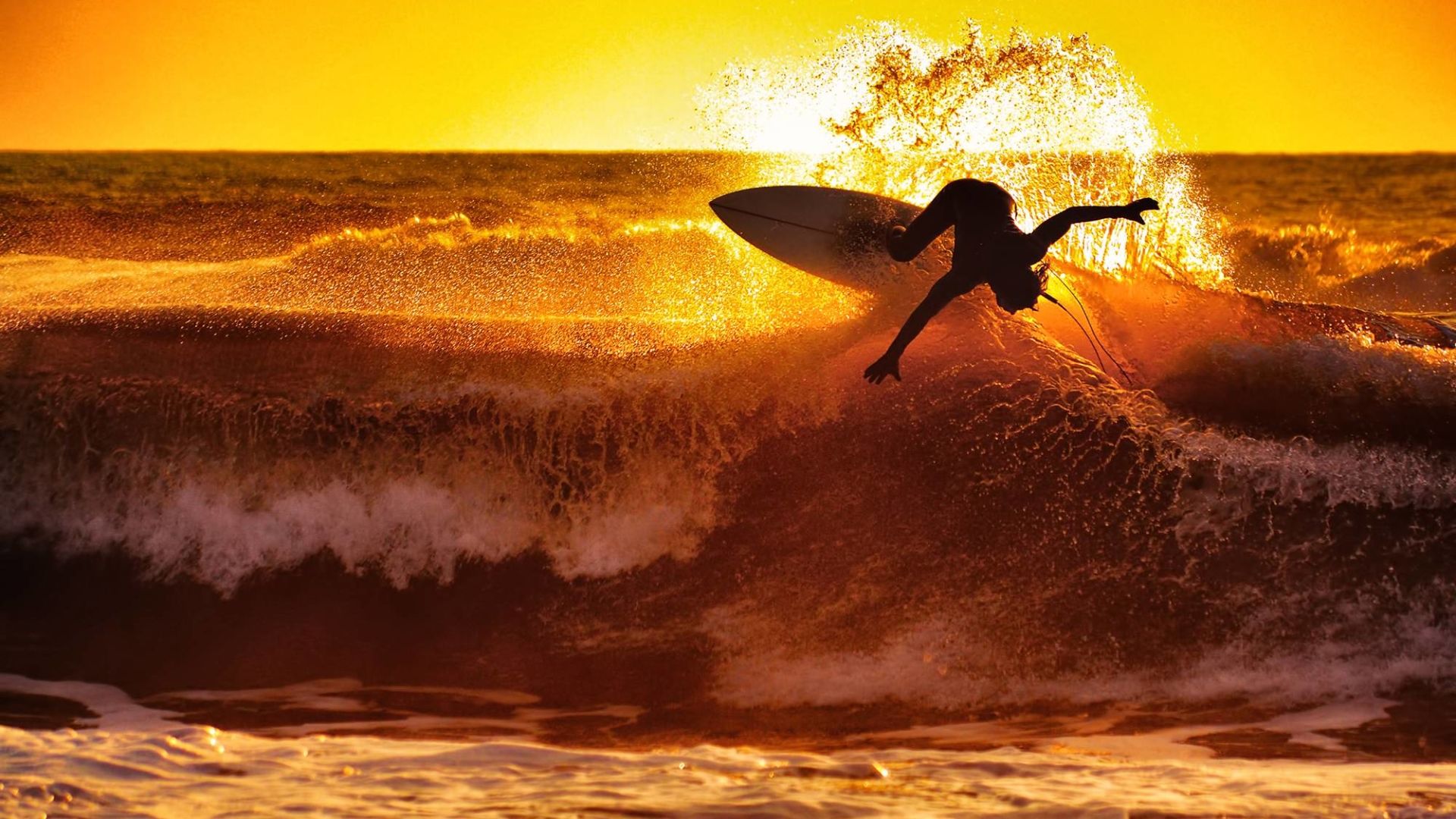 Beach, Sea, Silhouette, Surfing, Wave HD Wallpaper & Background • 35183 • Wallur