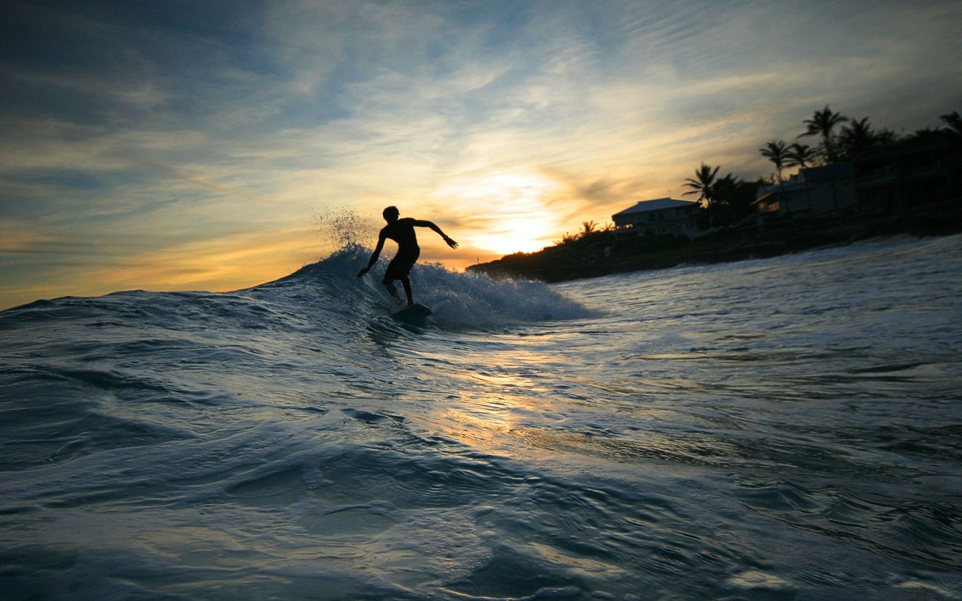 Wallpaper wave, sea, water, surfing, sunset desktop wallpaper Sports GoodWP.com