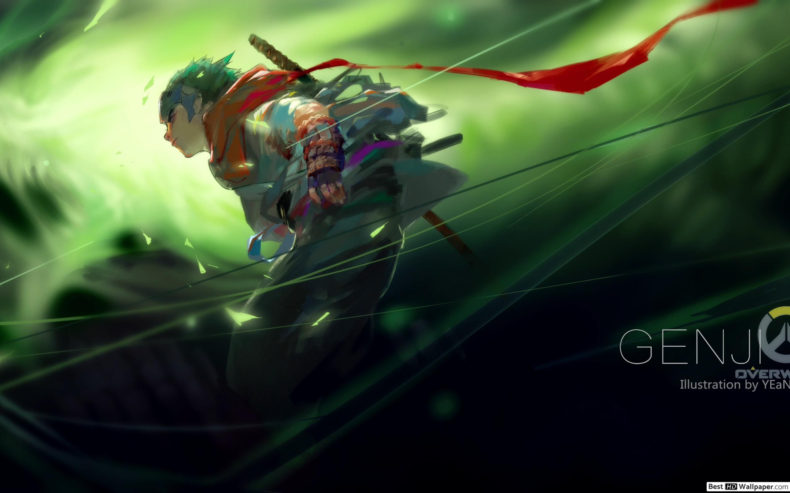 Overwatch (Genji Anime Fanart) HD wallpaper download