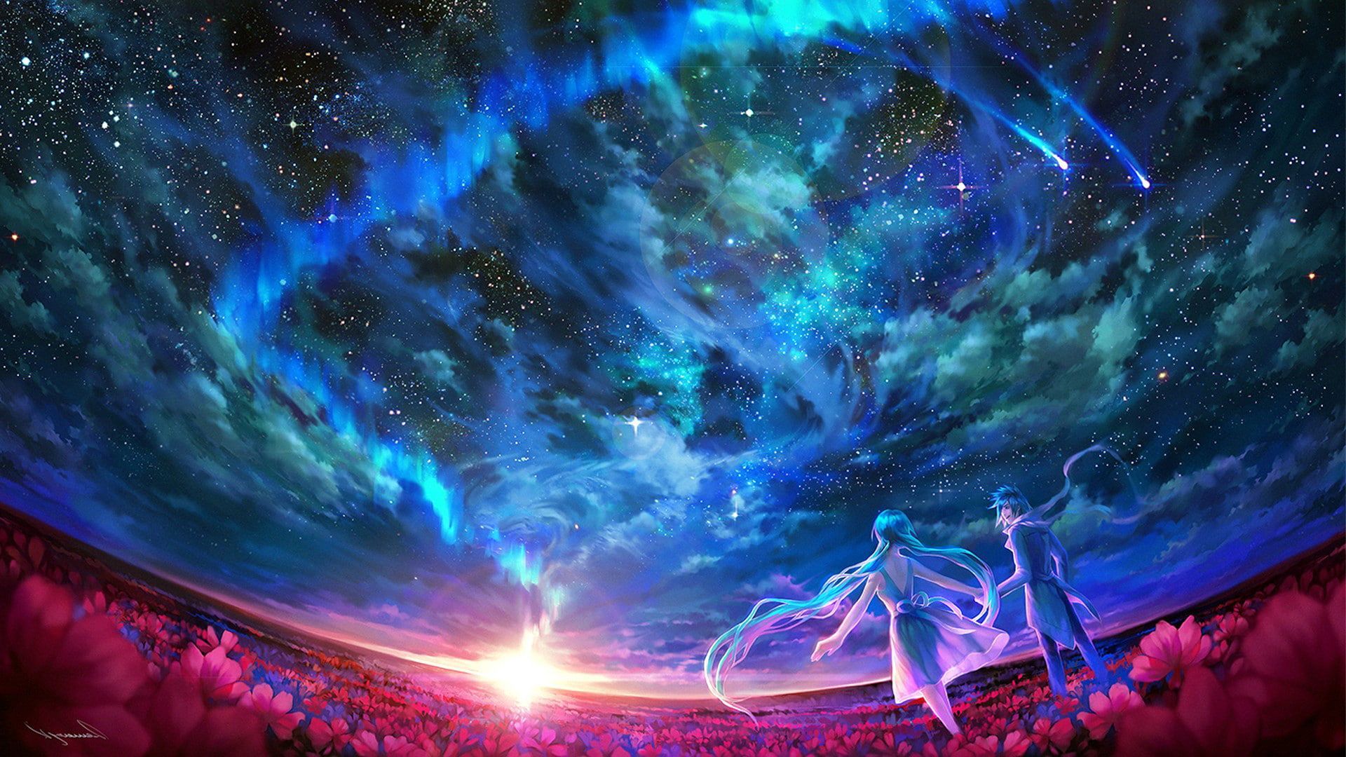 x. Blue anime, Sky art, Anime wallpaper