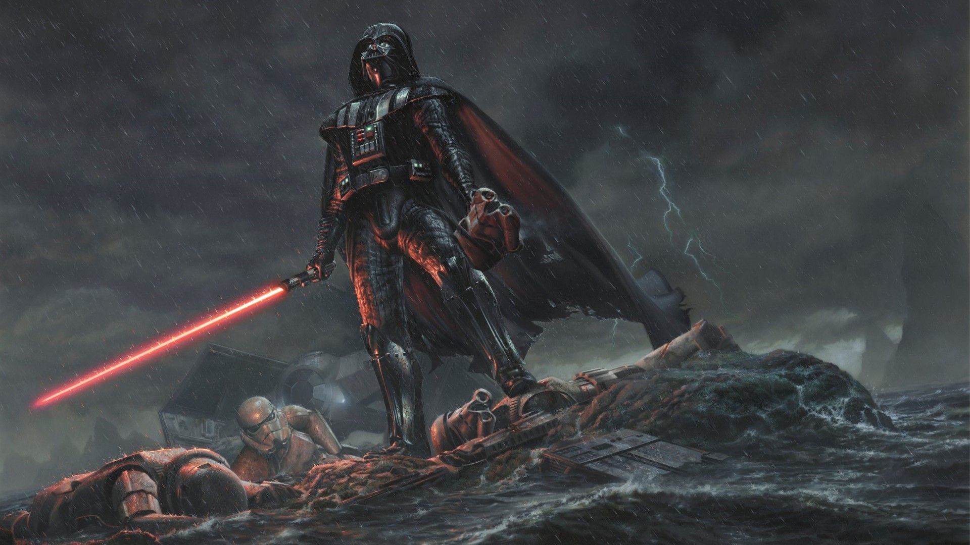Darth Vader Standing Atop Dead Storm Troopers