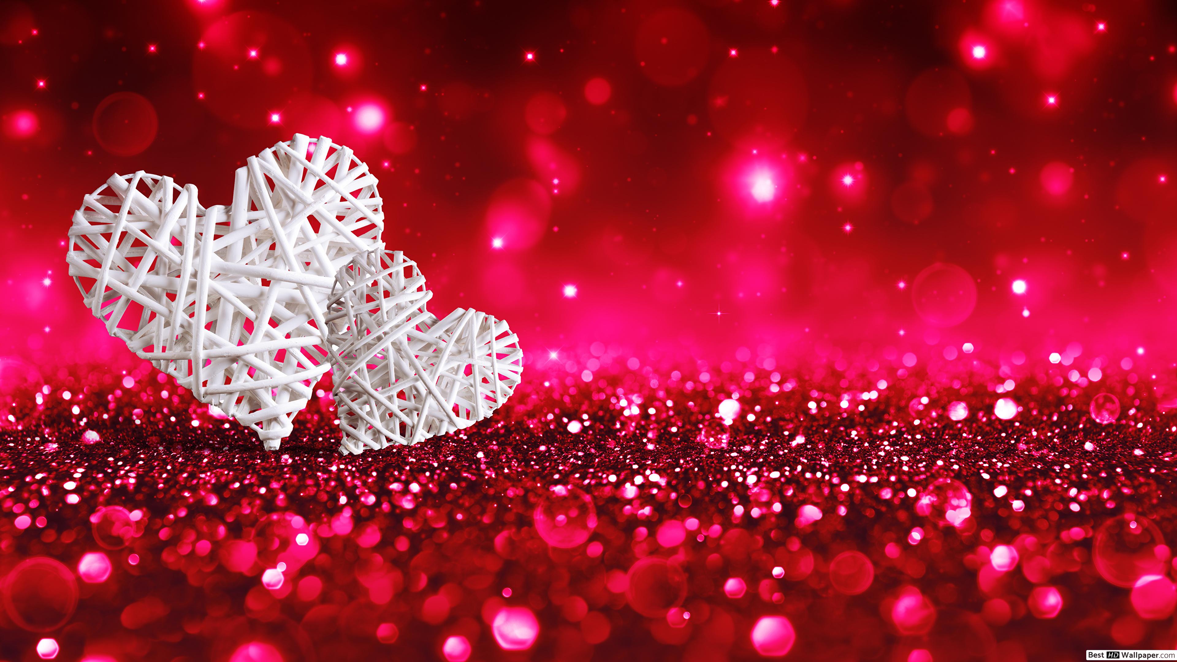 Valentine's day pairs with pink bokeh lights HD wallpaper download