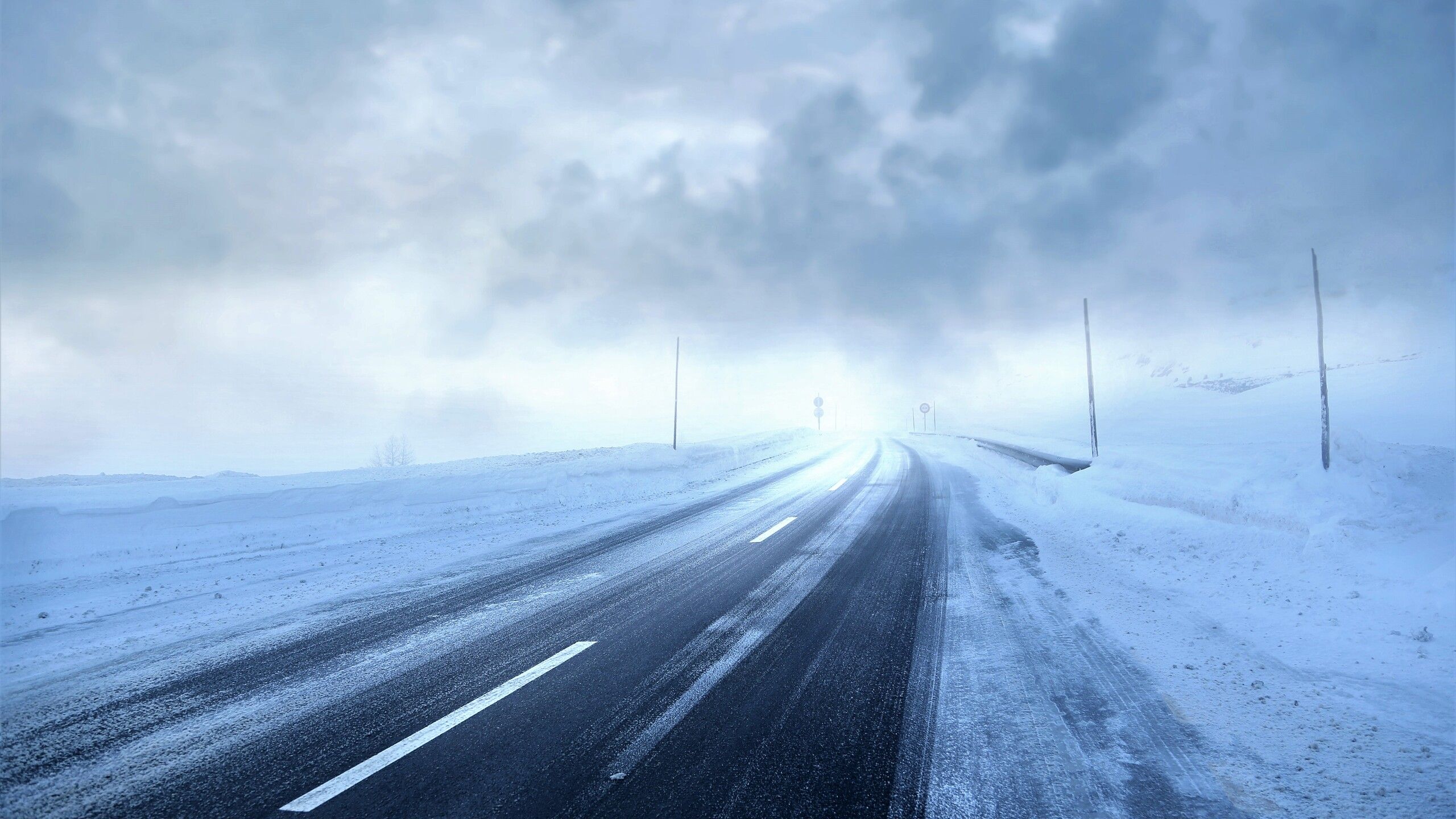 Road Covered With Snow Storm Winter Season 4k 5k 1440P Resolution HD 4k Wallpaper, Image, Background, Photo and Picture