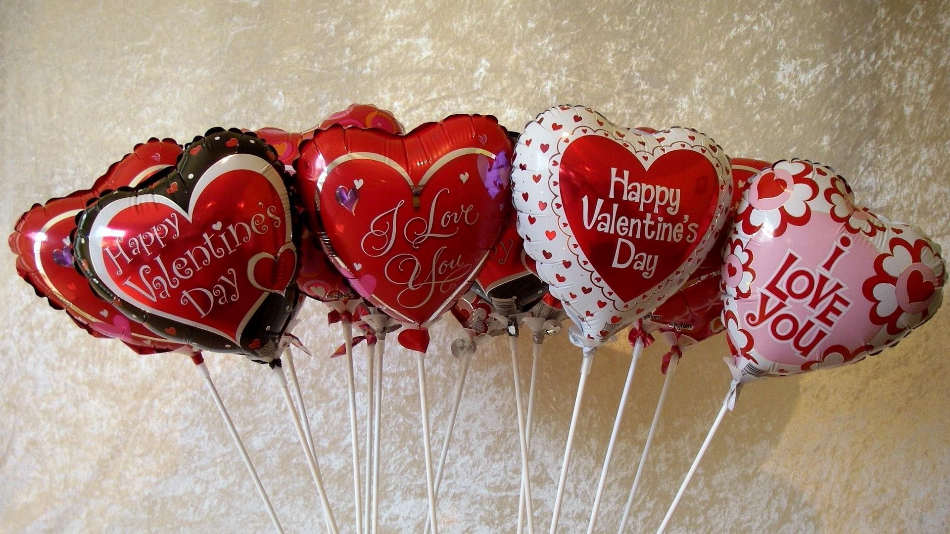 Download wallpaper 1920x1080 valentines day, hearts, balloons, signs, many full hd, hdtv, fhd, 1080p HD background