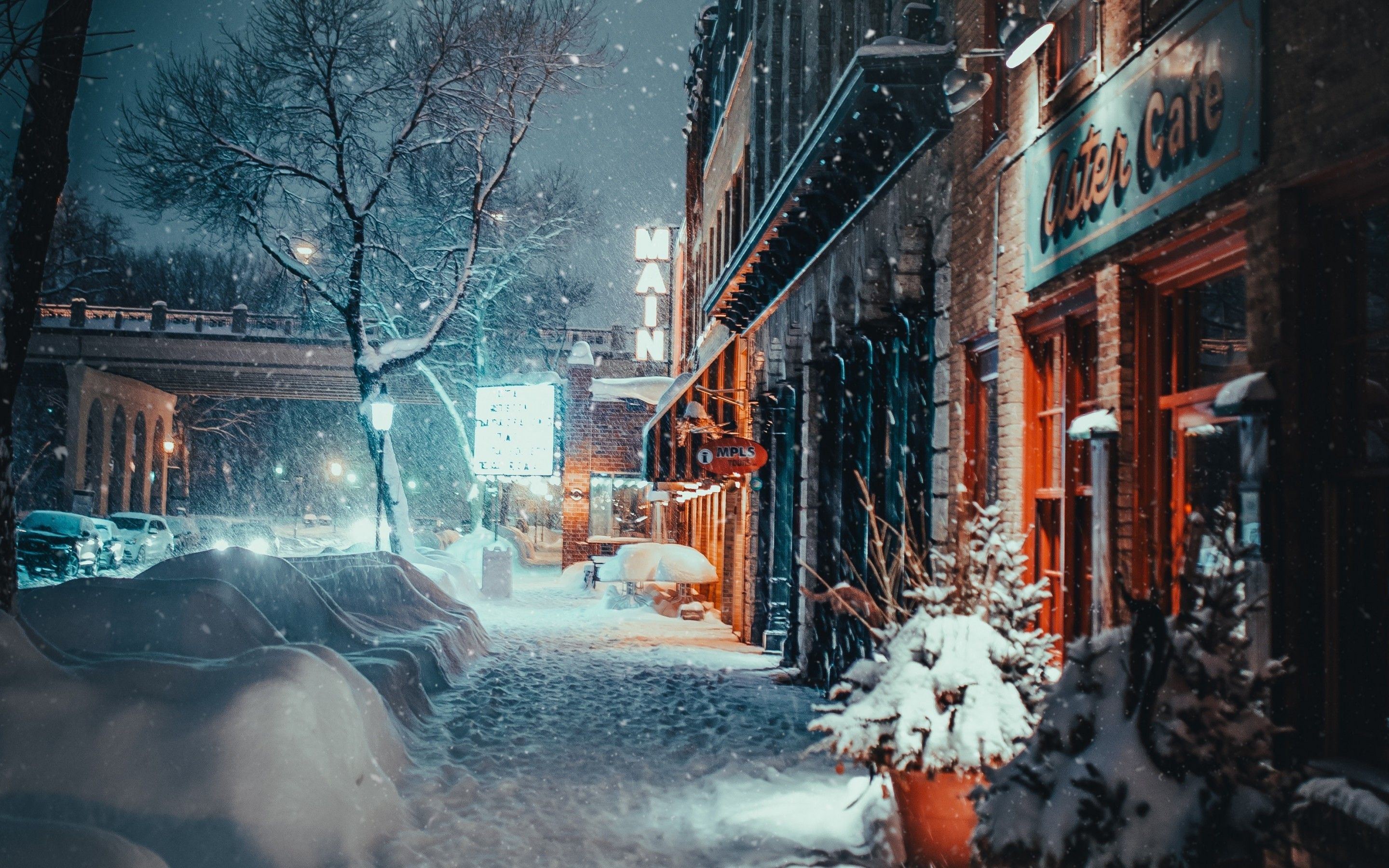 Download 2880x1800 Winter, Town, Urban, Storm, Blizzard, Snow, Buildings Wallpaper for MacBook Pro 15 inch