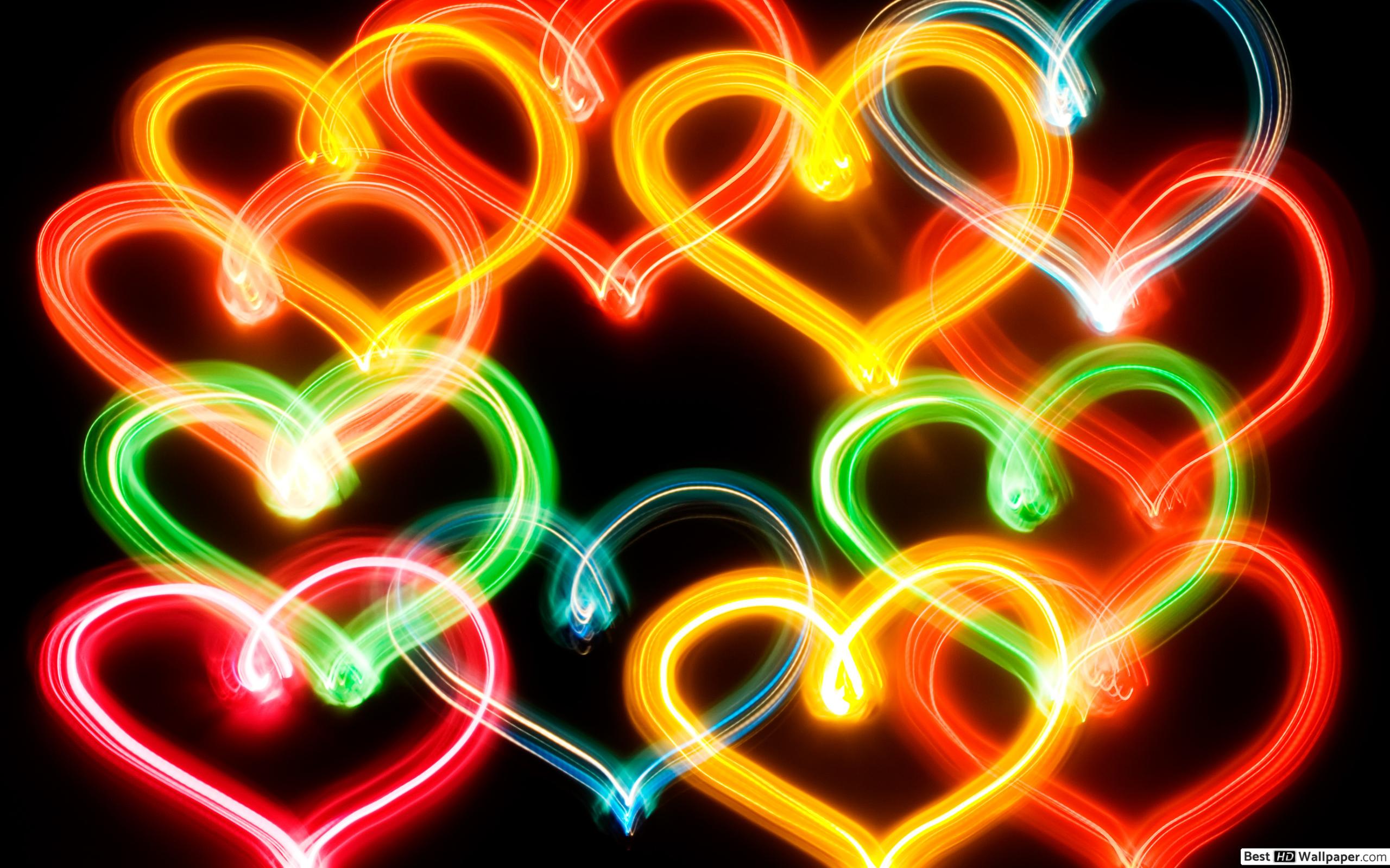 Valentine's day neon lights hearts HD wallpaper download