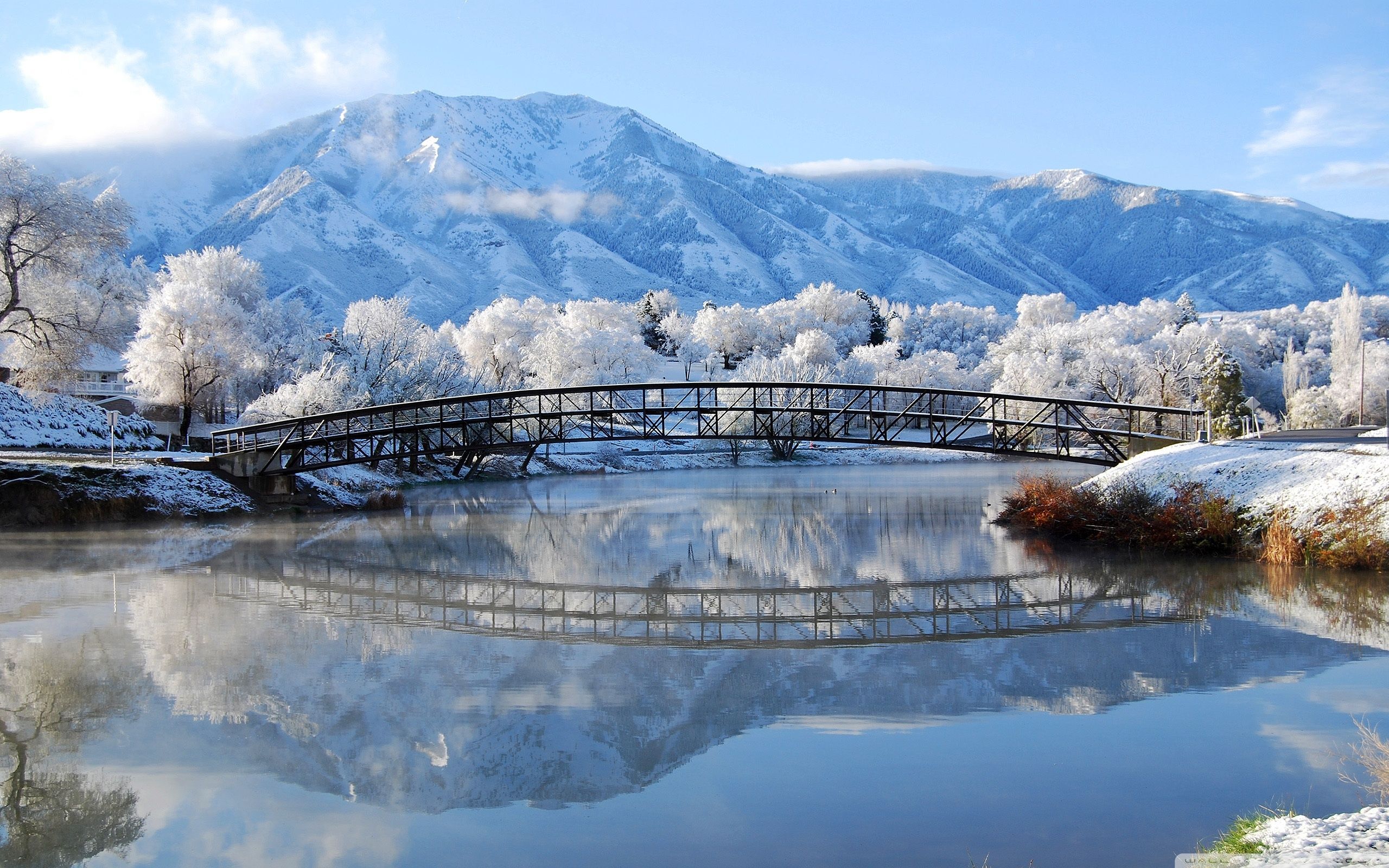 Beautiful Winter Lake Bridge Scenes. Winter Scenery, Beautiful Winter Scenes, Winter Landscape