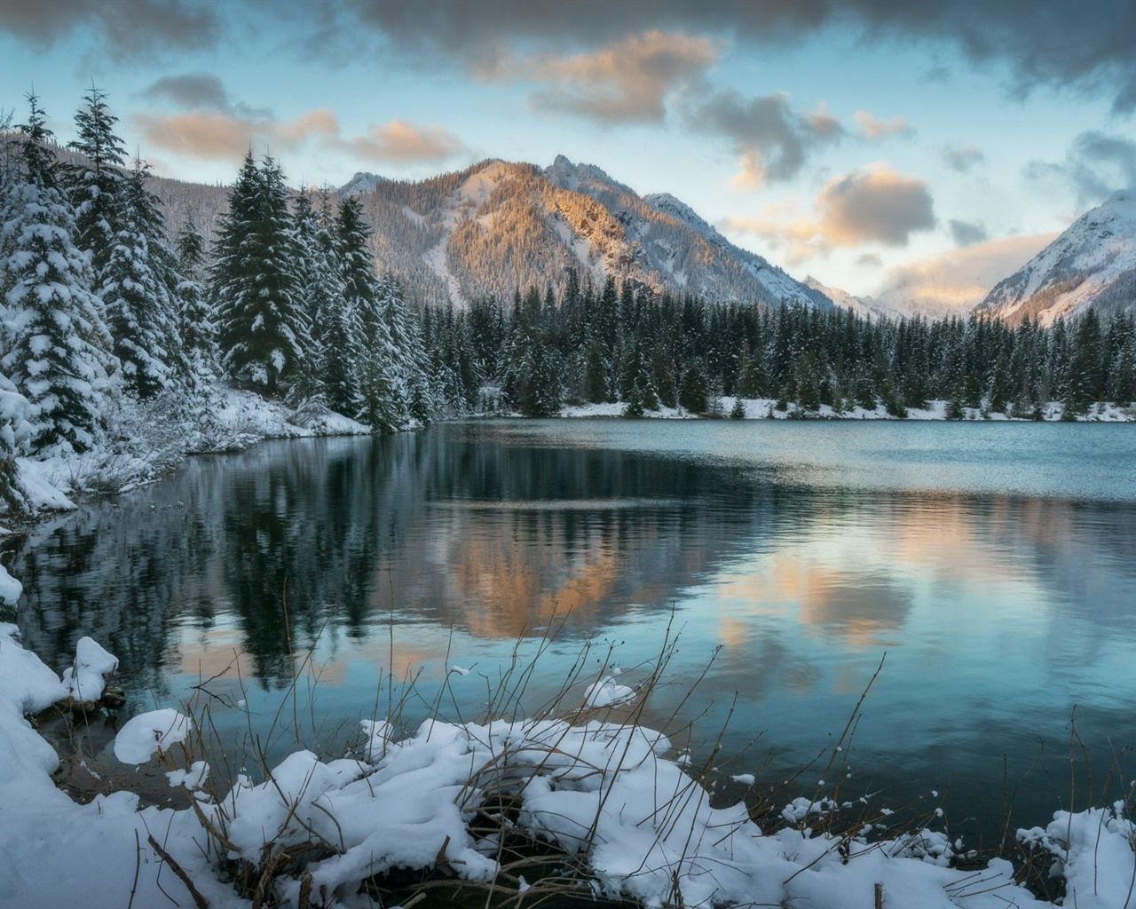 Wallpaper Winter, snow, lake, mountains 1920x1080 Full HD 2K Picture, Image