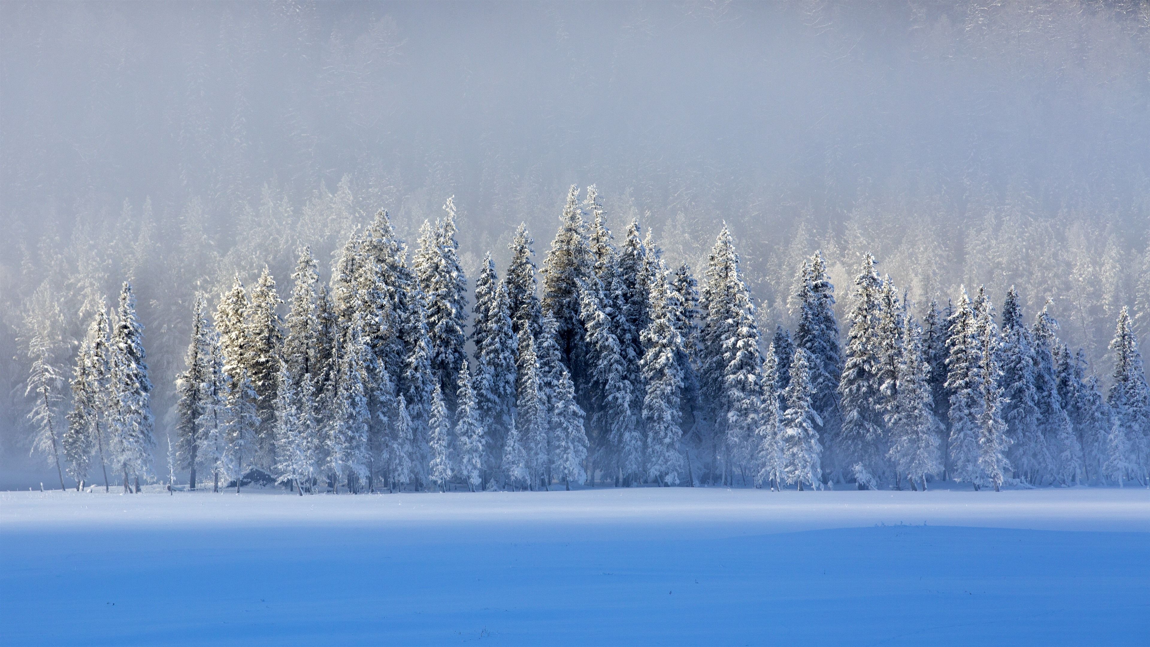 Wallpaper Beautiful winter, snow, trees, lake, blue, Kanas, China 3840x2160 UHD 4K Picture, Image