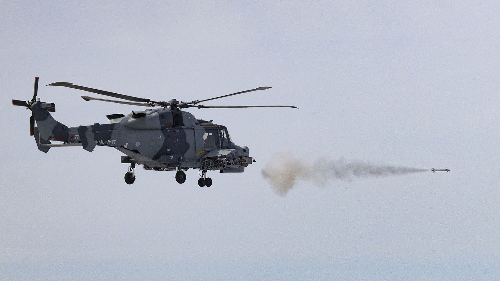 Royal Navy Conducts Test Firing Of New Martlet Missile From Wildcat Helicopter