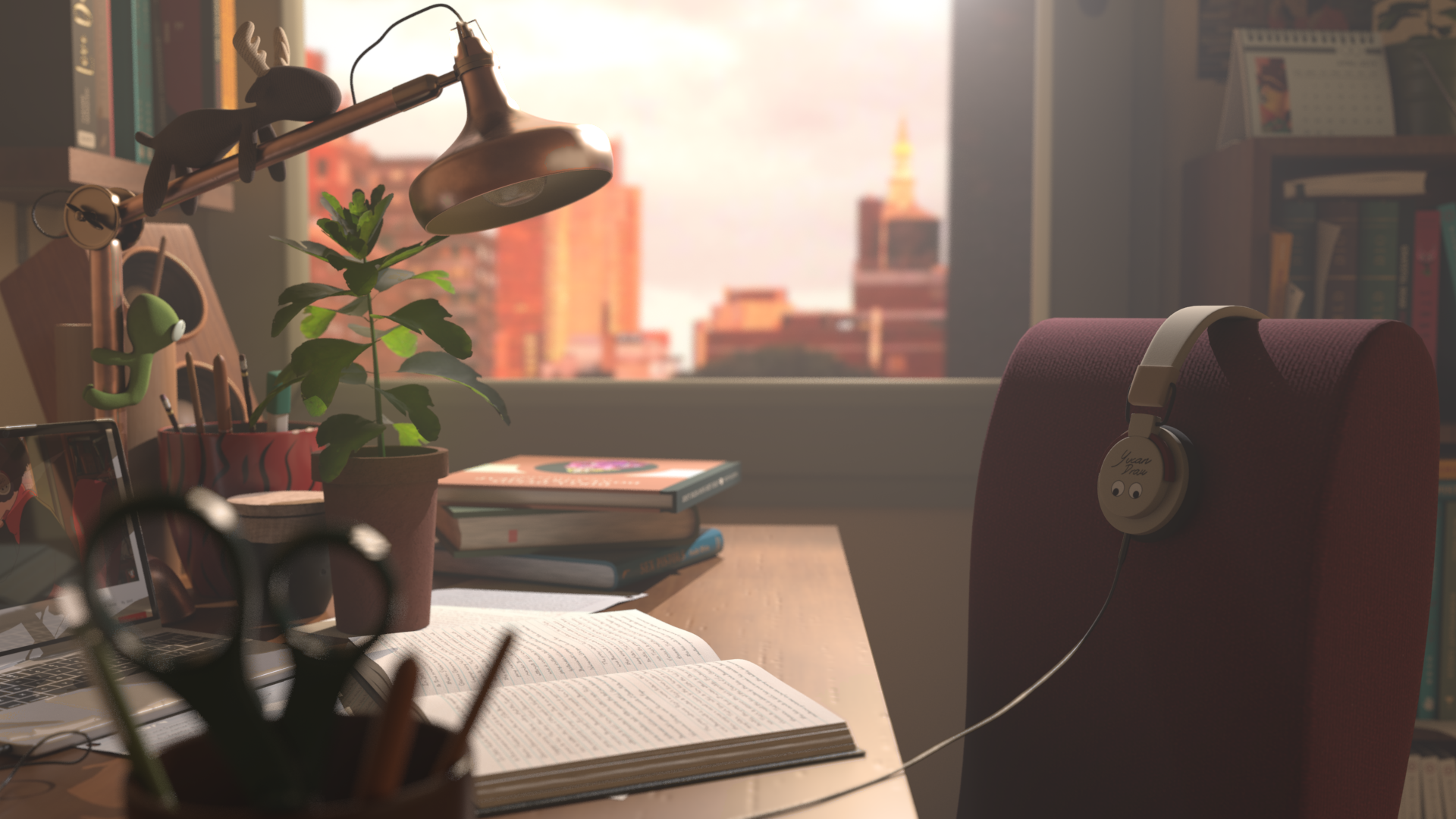 Premium AI Image  Cool Lofi Girl studying at her desk Rainy or cloudy  outside beautiful chill atmospheric wallpaper 4K streaming background lofi  hiphop style Anime manga style Generative ai