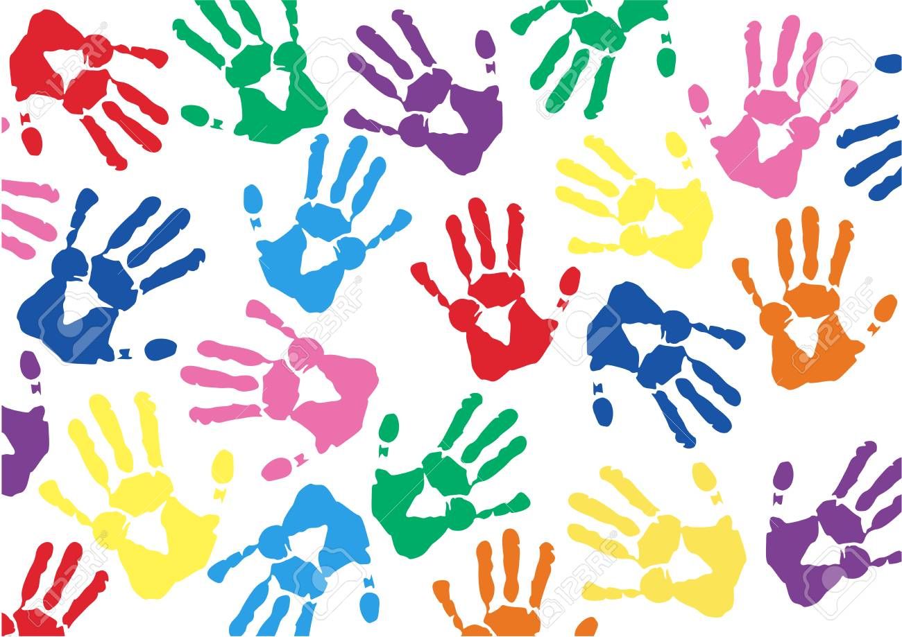 Free download Colorful Hand Prints Background Vector Illustration Royalty [1300x919] for your Desktop, Mobile & Tablet. Explore Background Prints. Background Prints, Wallpaper Prints, Paw Prints Wallpaper