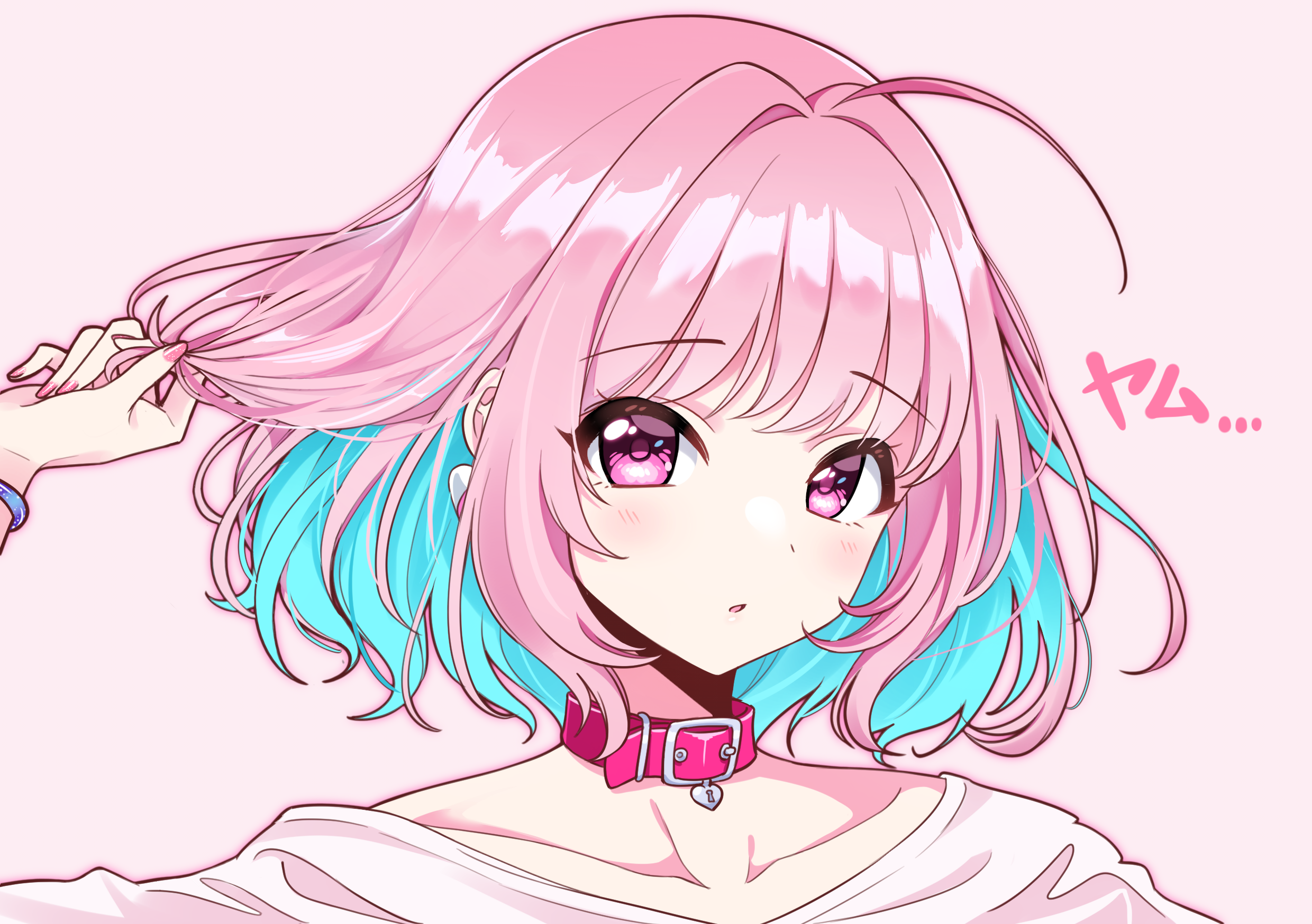 7. Anime girl with pink hair and blue eyes fanart - wide 1