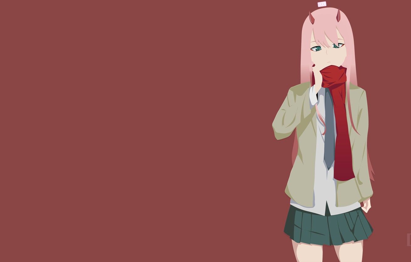 Wallpaper girl, minimalism, Minimalism, Darling In The Frankxx, Cute in France, Zero Two image for desktop, section сёнэн