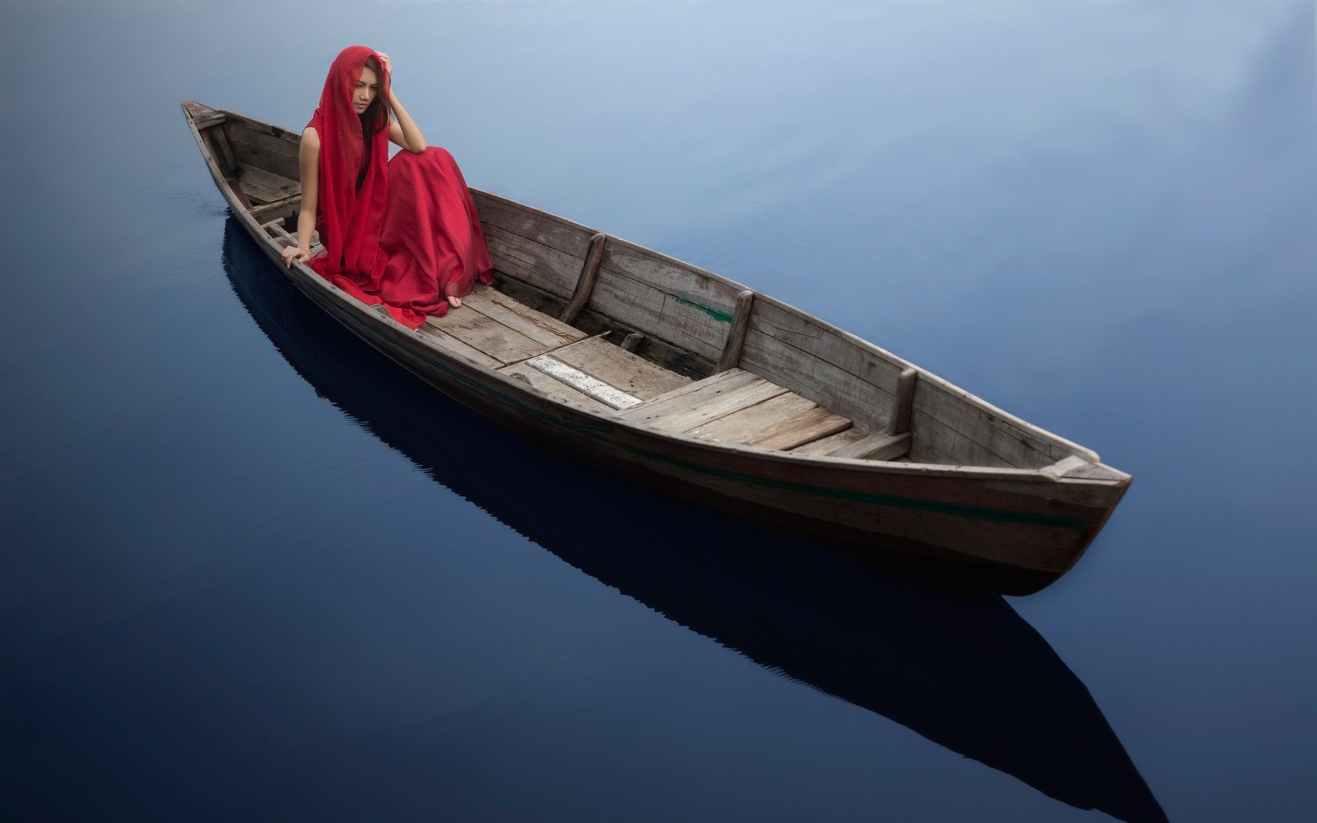 Wallpaper Girl in a boat, lake, water 1920x1200 HD Picture, Image