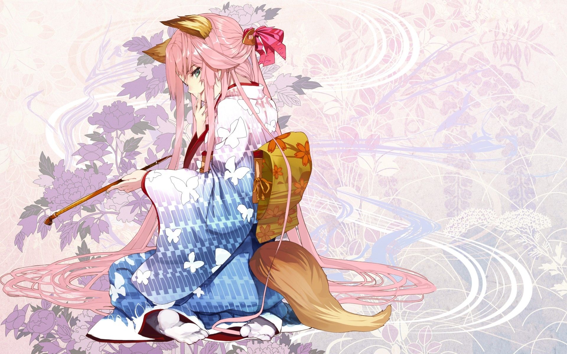 tails dress pink hair animal ears fox girls anime girls 1920x1200 wallpaper High Quality Wallpaper, High Definition Wallpaper