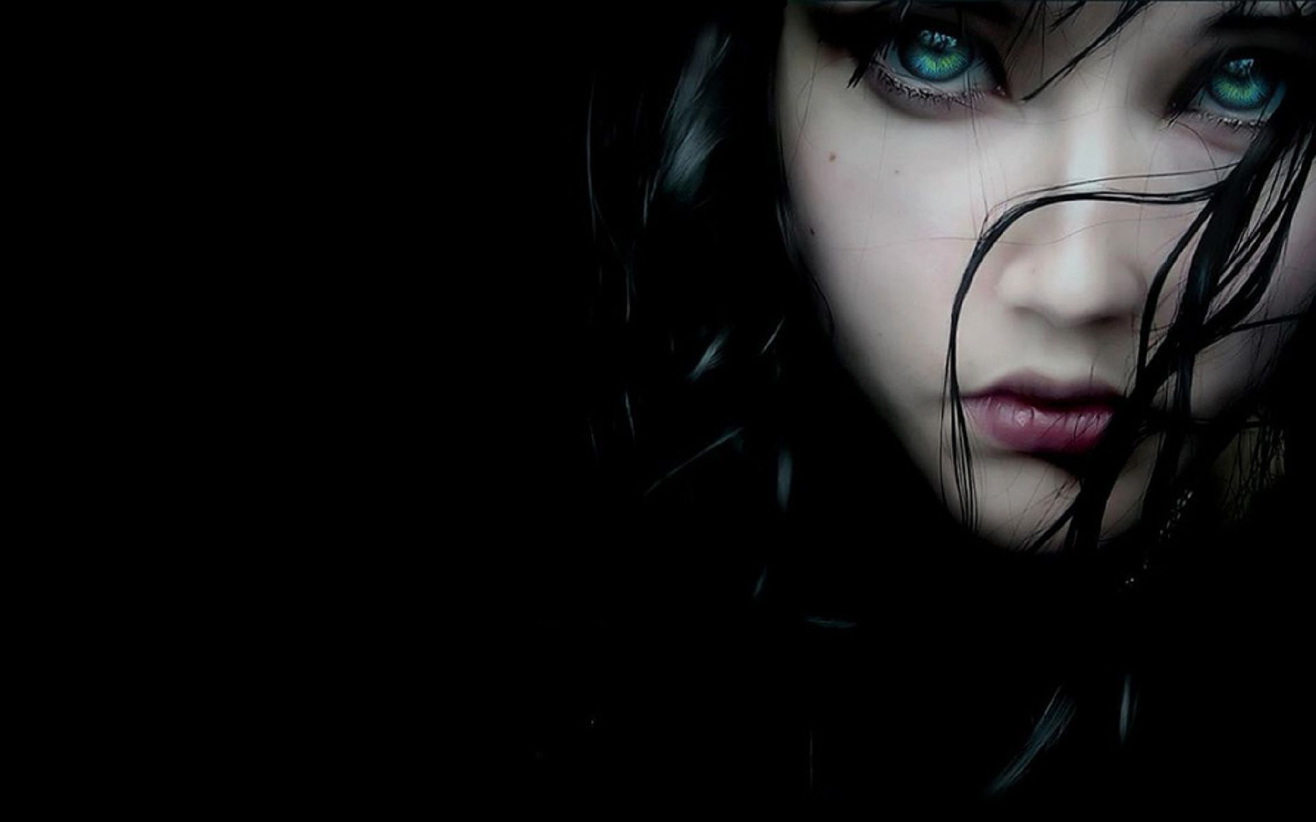 Abstract #Girl with green eyes #HDWallpaper. Black hair blue eyes, Eyes wallpaper, Cute girl face
