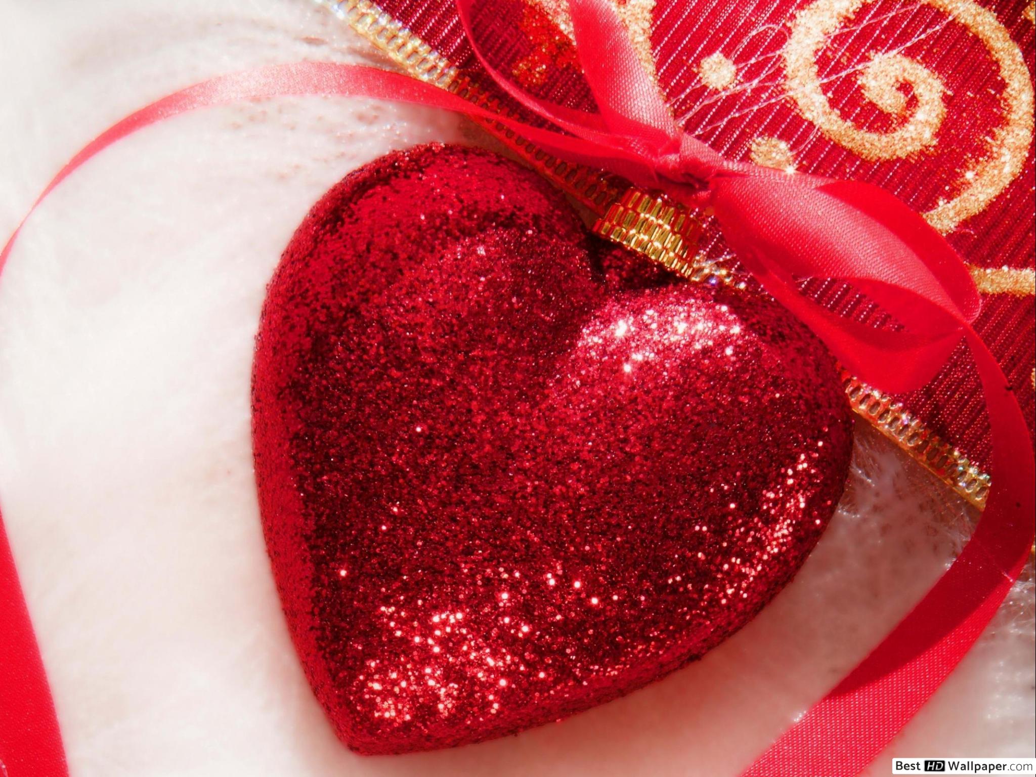 Valentine's day glitter heart decoration HD wallpaper download