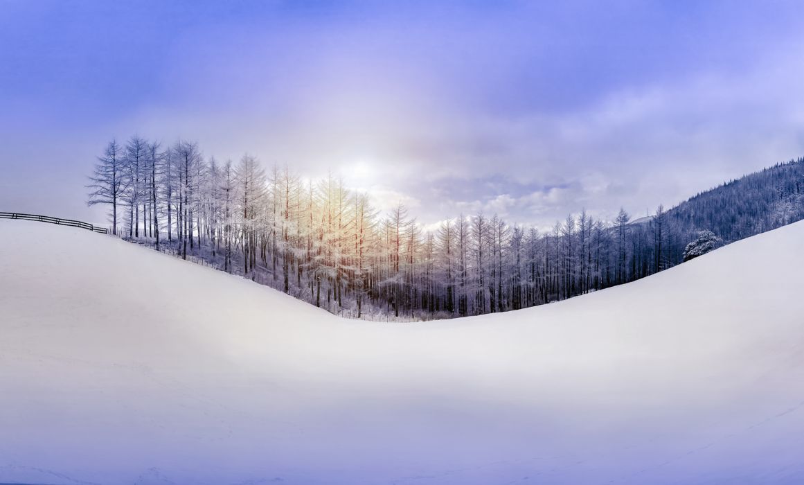 Nature sky forest snow hill winter wallpaperx1508