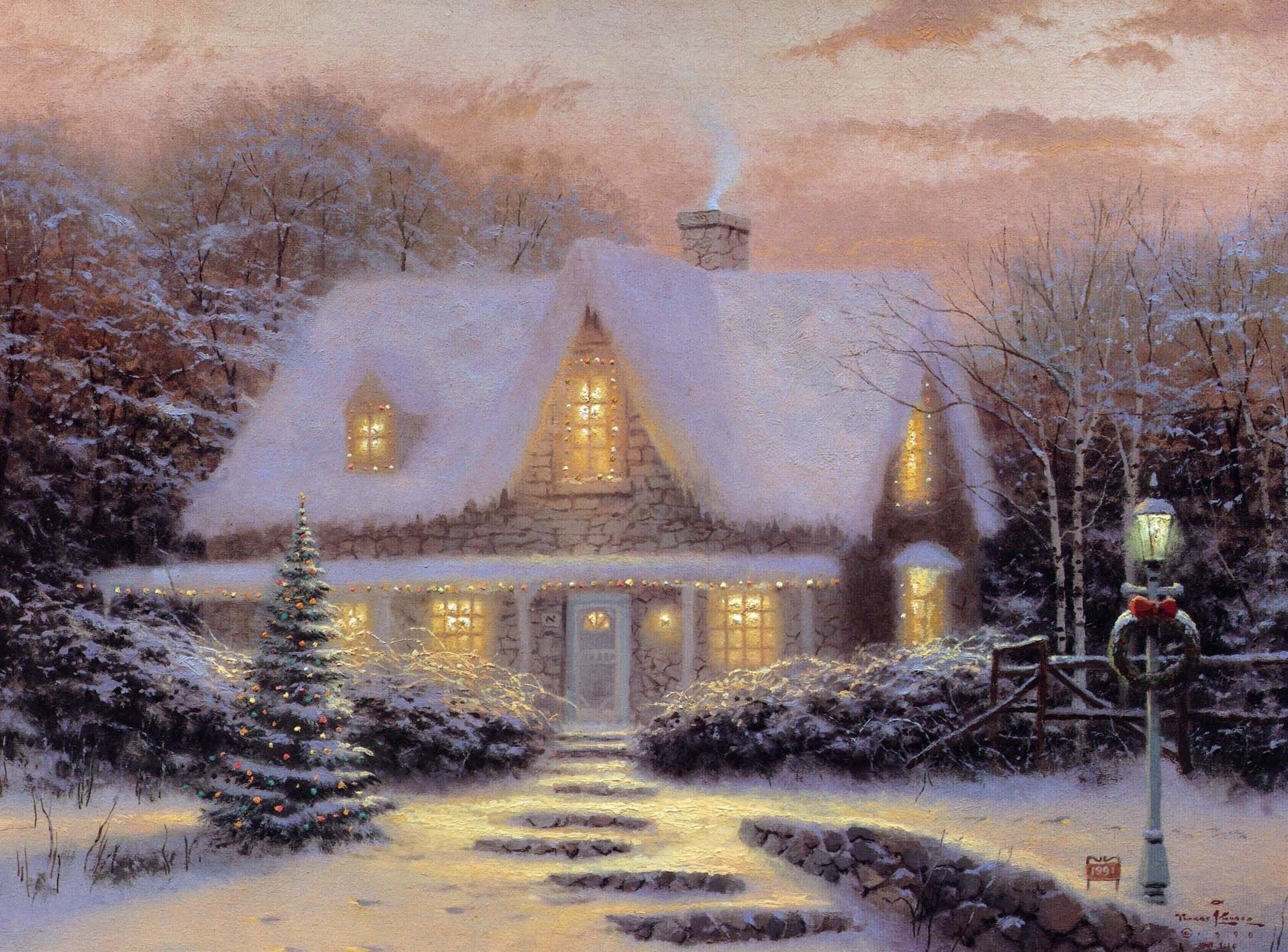 Thomas Kinkade Winter Wallpaper