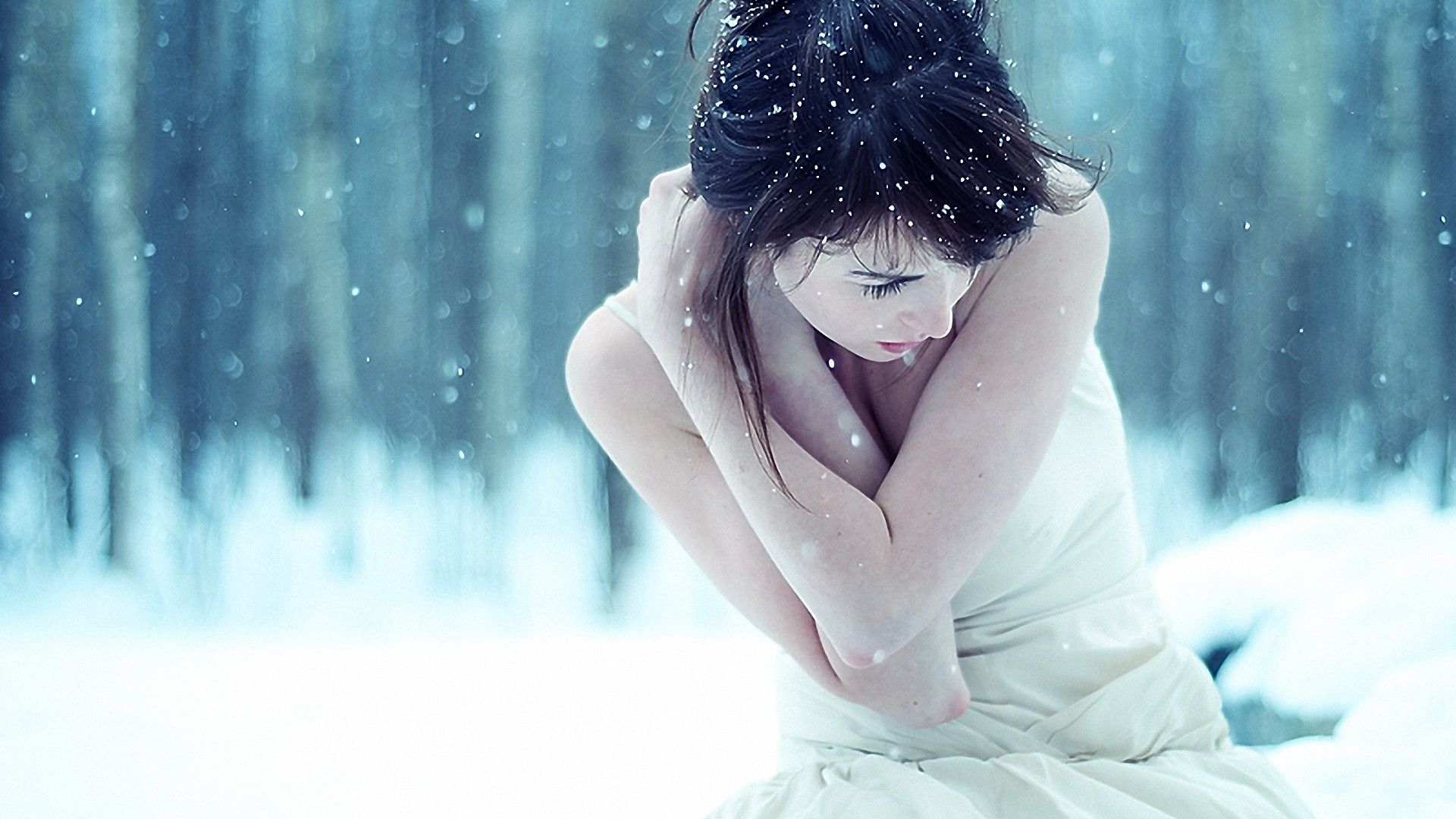 Women model mood winter wallpaperx1080