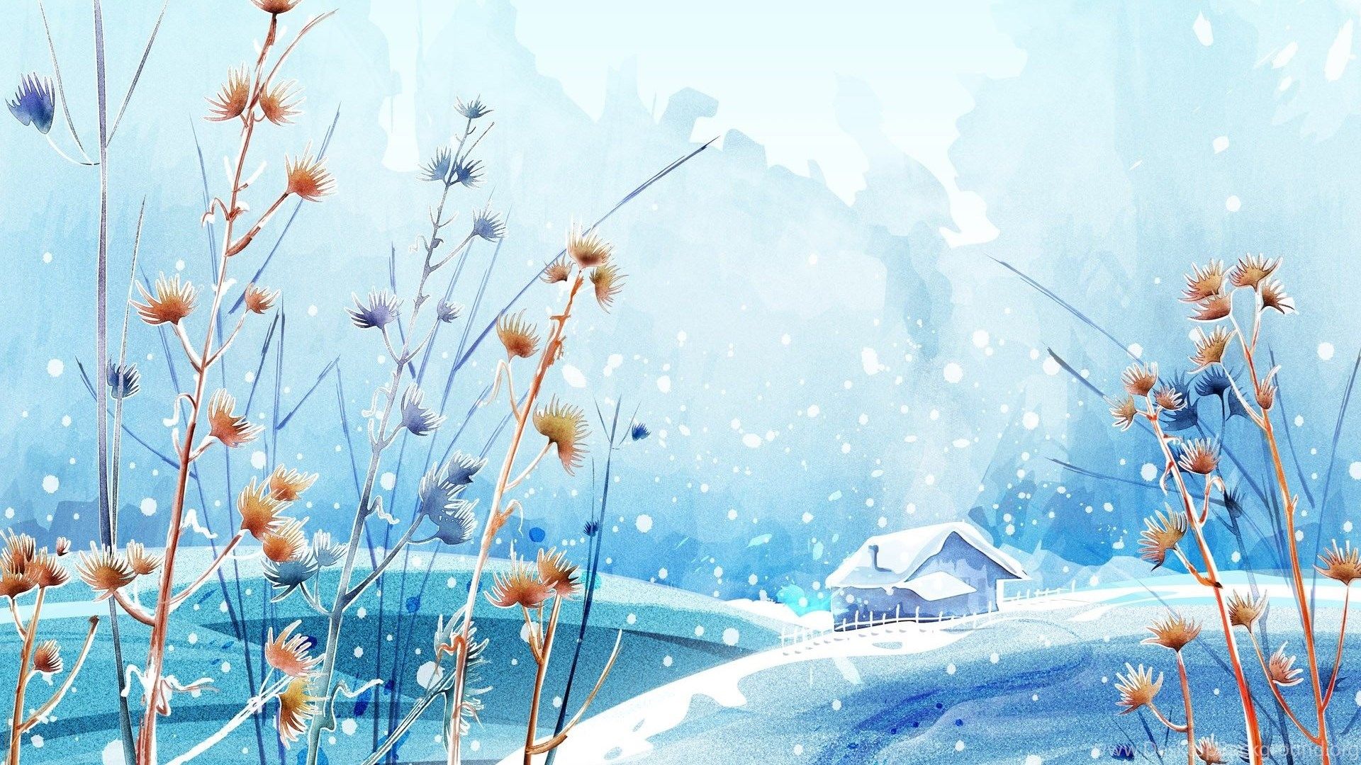 Winter Snow Landscape Painting Wallpaper HD For Desktop Desktop Background