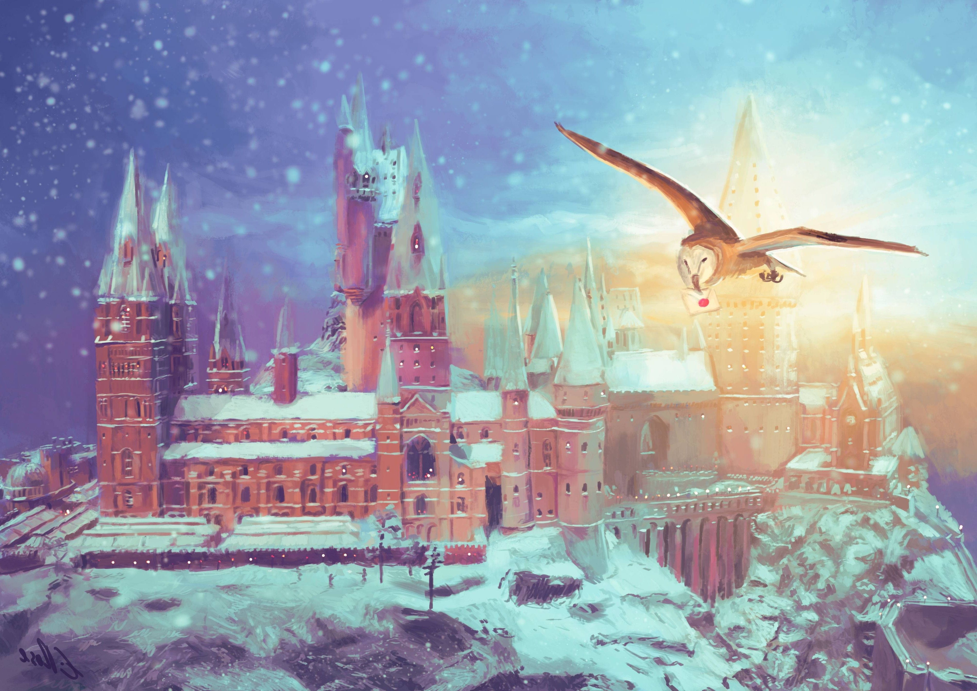 Hogwarts in Winter Paintings Wallpaper