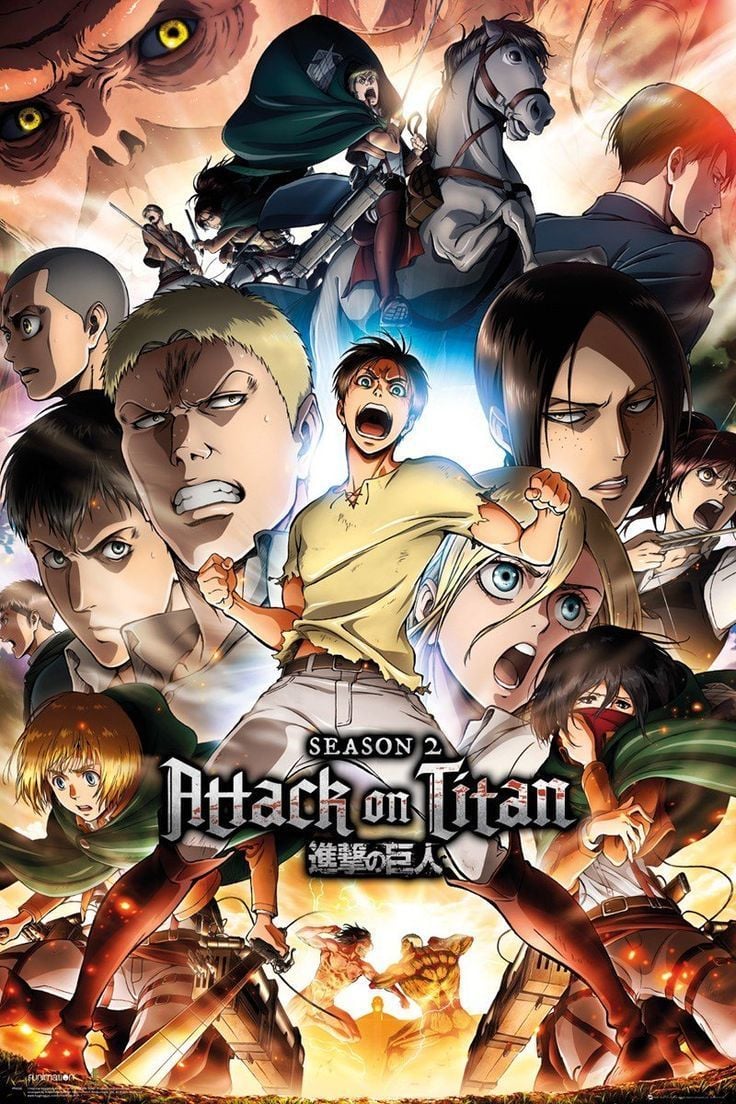 Attack on Titan Season 2 Poster. Ilustrasi karakter, Animasi, Gambar karakter