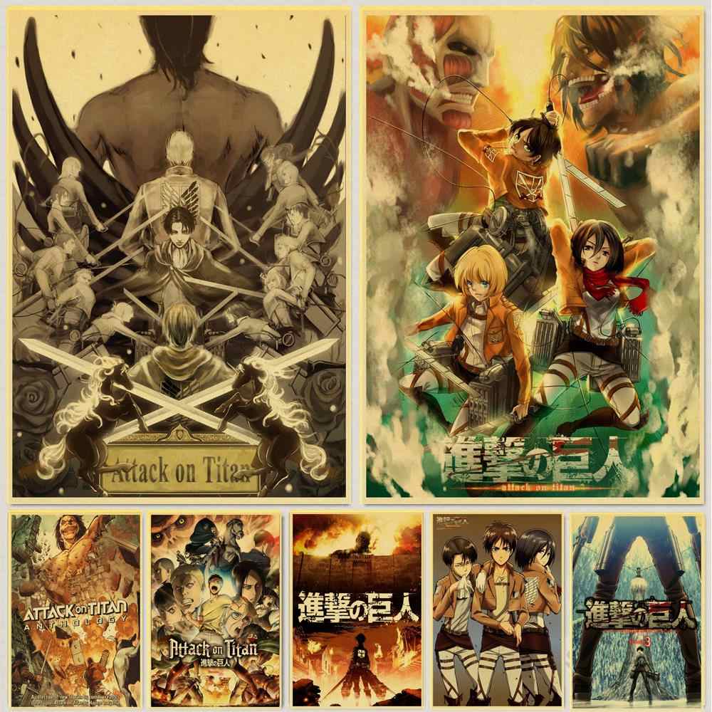 Janpnese Anime Attack on Titan retro posters kraft wall paper High Quality Painting For Home Decor wall stickers. Painting & Calligraphy