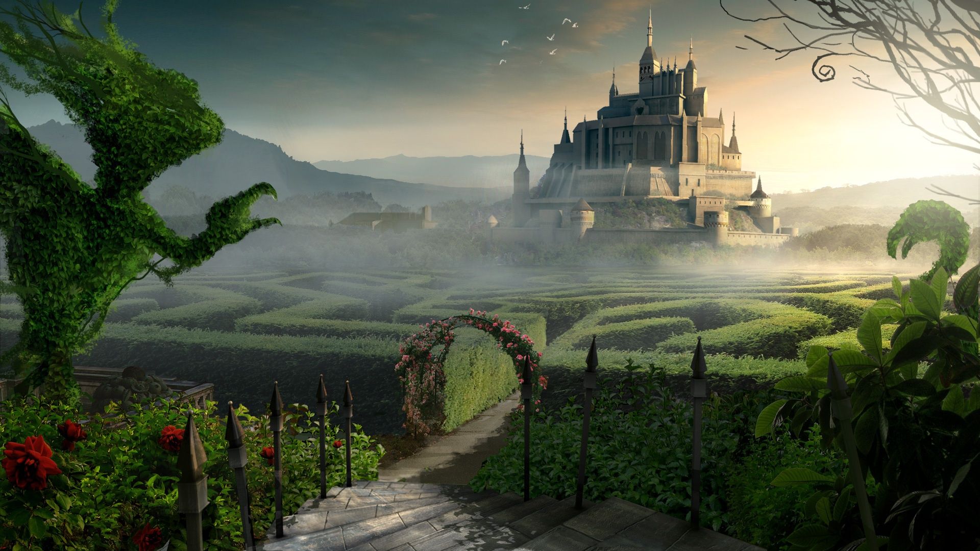 Free download Castle Beyond The Labyrinth Garden Wallpaper Full HD Wallpaper [1920x1080] for your Desktop, Mobile & Tablet. Explore HD Castle Wallpaper. German Castles Free Wallpaper, Castle Wallpaper for