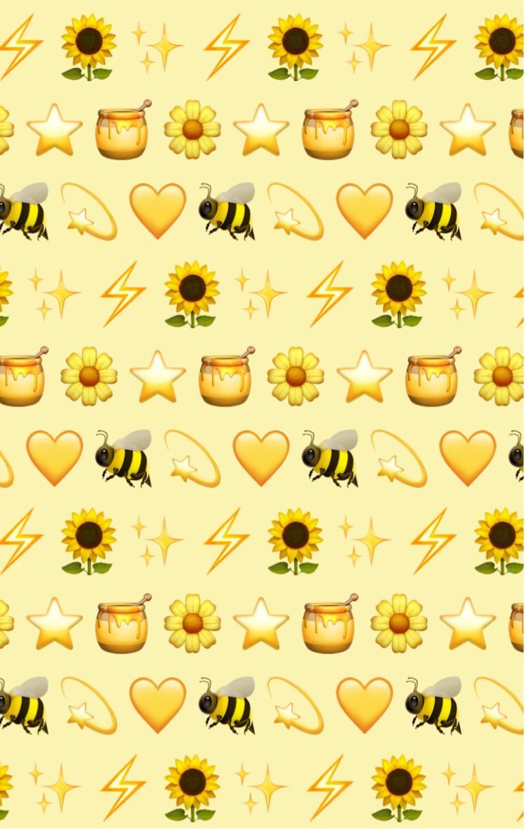 And V3! #yellow #pattern #patternator #aesthetic #emoji #background #freetoedit #bees #honey. iPhone wallpaper yellow, Emoji wallpaper, Emoji wallpaper iphone