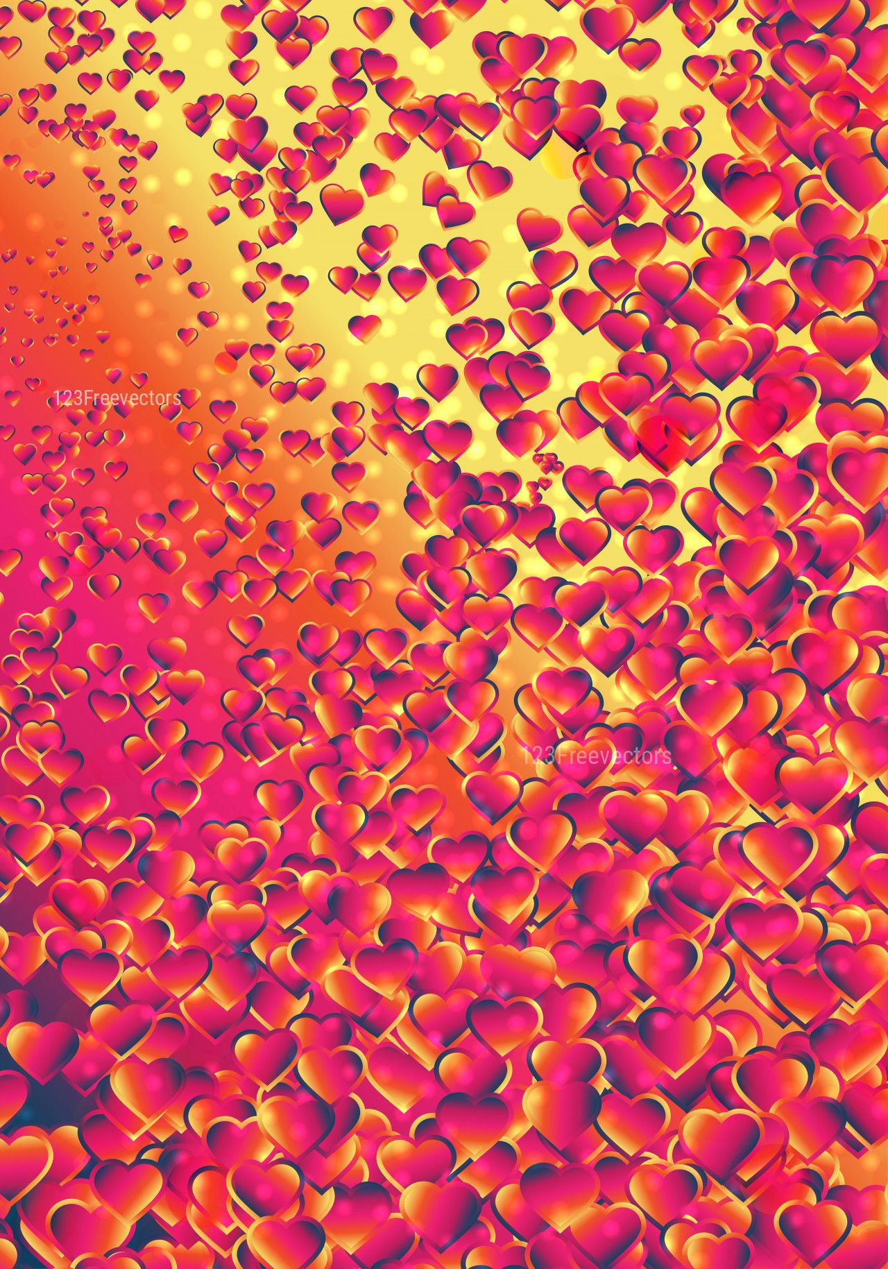 Pink Red and Yellow Heart Wallpaper Background Image