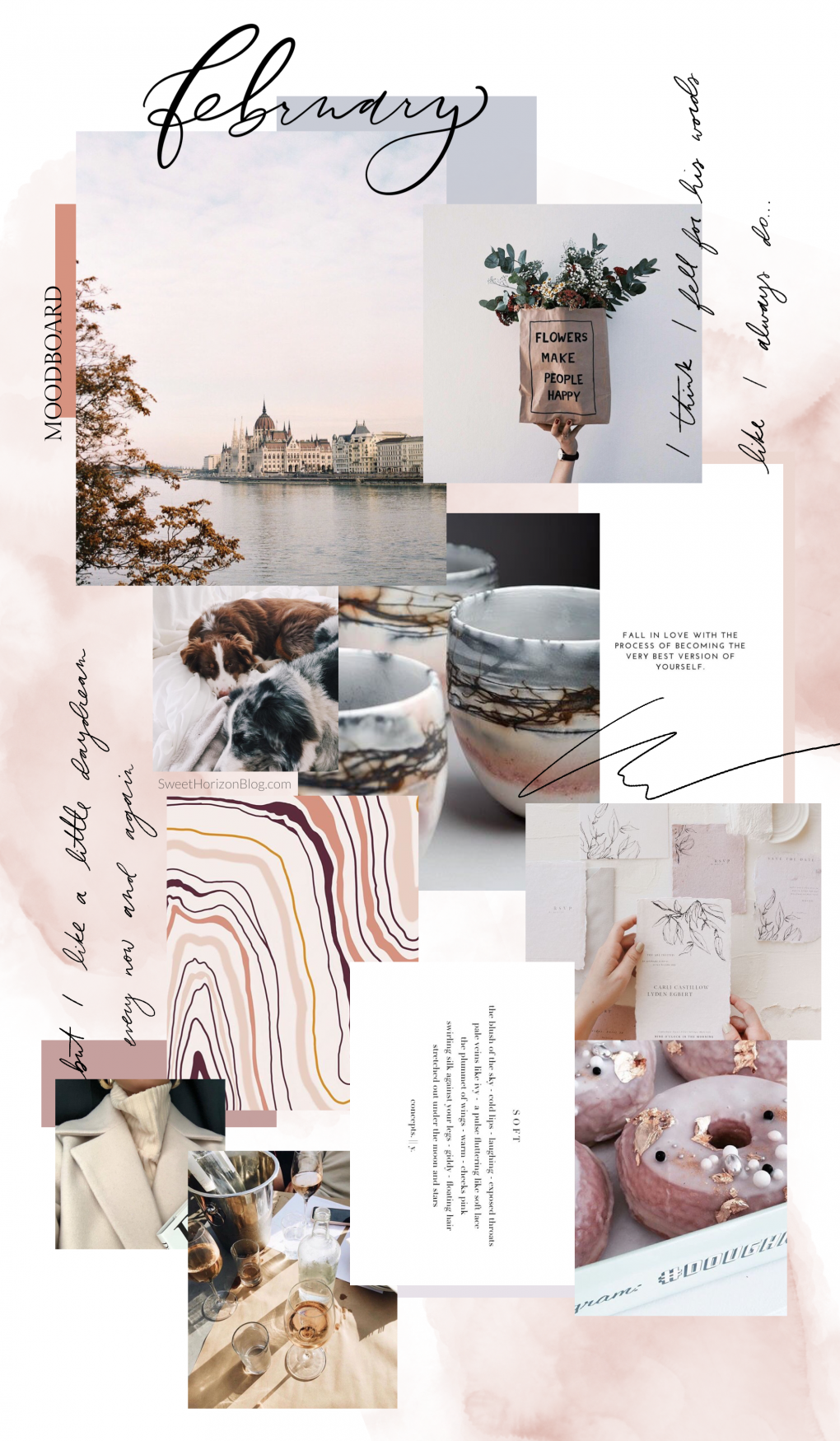 February Free Background + Monthly Goals Sweet Horizon. Collage background, Aesthetic pastel wallpaper, Aesthetic wallpaper