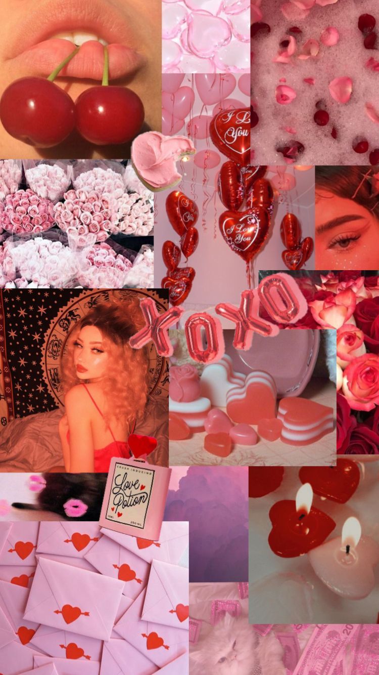 pink and red valentine's day aesthetic iphone wallpaper. Valentines wallpaper, Valentine background, Diy valentines decorations